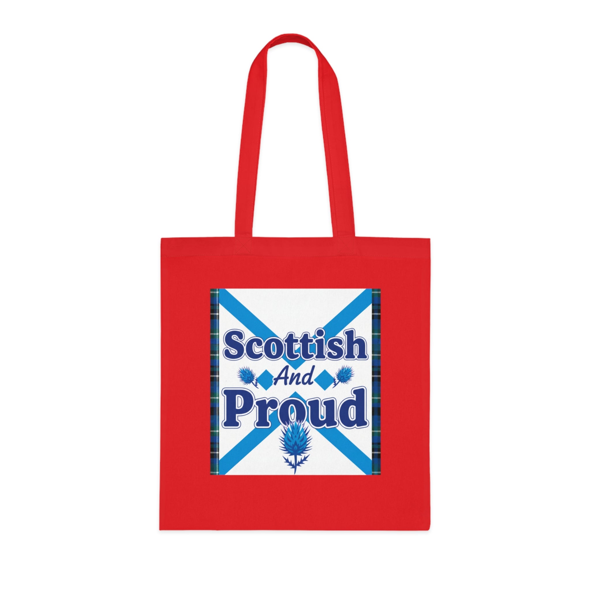 Scottish and Proud Tote Bag — Scottish Flag Cotton Tote with Thistle Design