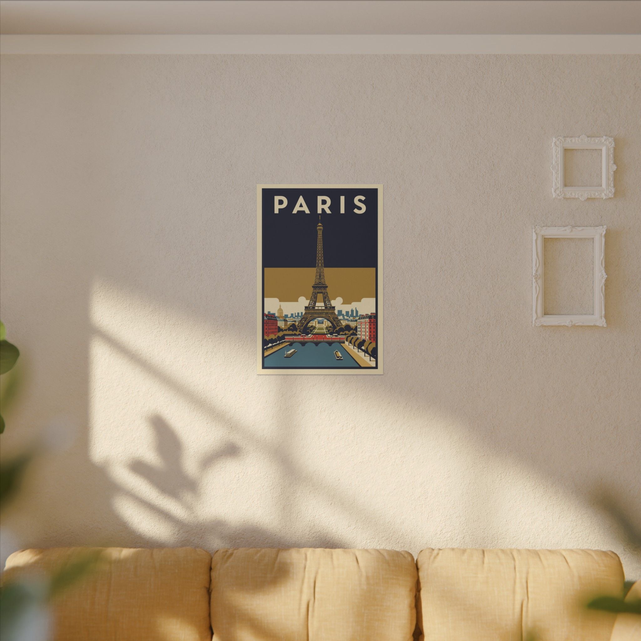 Paris Vintage Eiffel Tower Matte Canvas Wall Art Stretched Travel Poster
