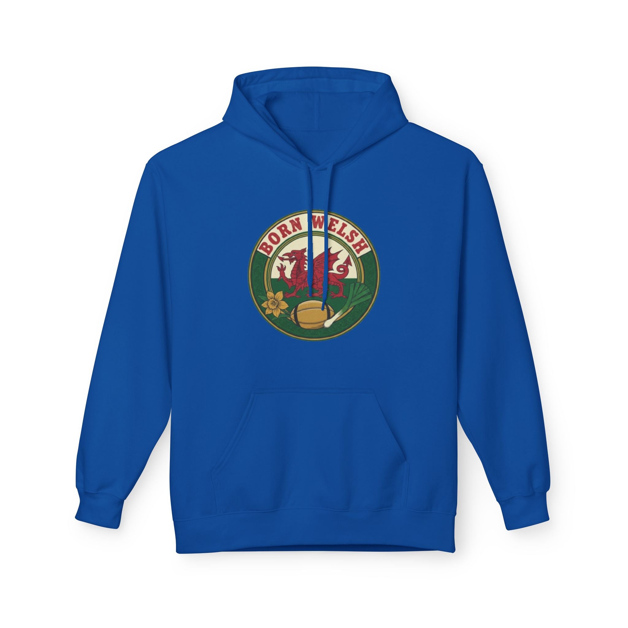 Born Welsh Hoodie — Vintage Welsh Dragon Rugby Crest Pullover