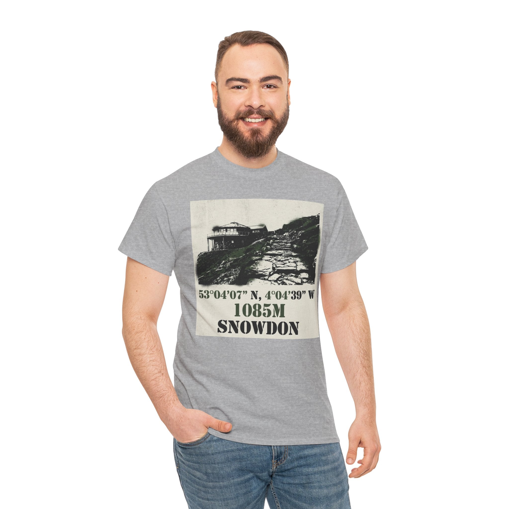 Snowdon 1085m Vintage Summit Tee — Mountain Coordinates Graphic T‑Shirt