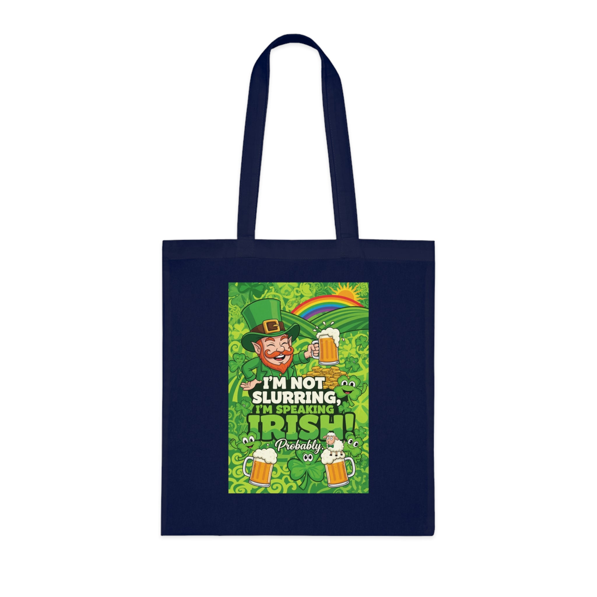 St. Patrick's Day Tote Bag - "I'm Not Slurring, I'm Speaking Irish" Cotton Grocery Tote