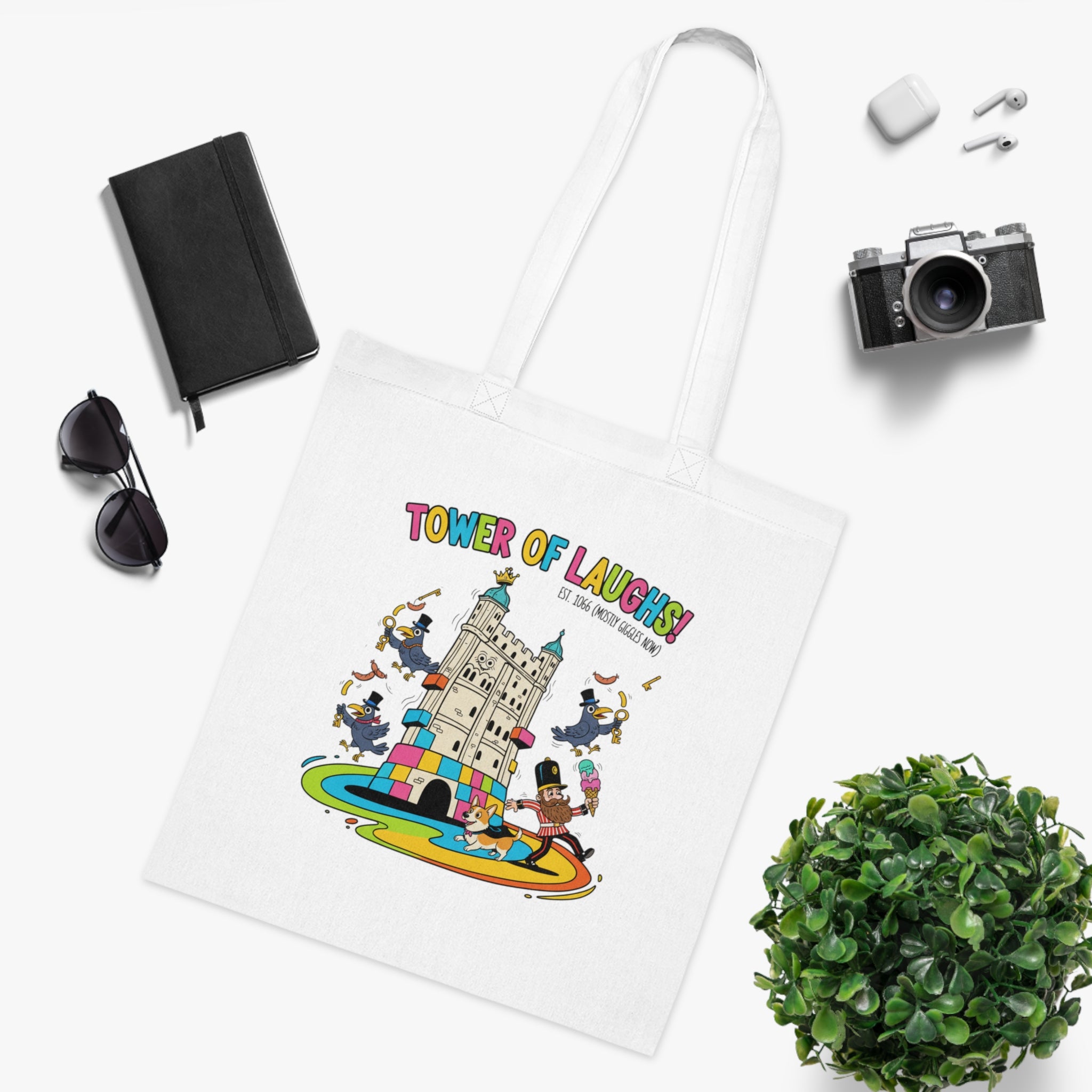 Tower of Laughs Cotton Tote — Colorful Castle Kids Tote Bag