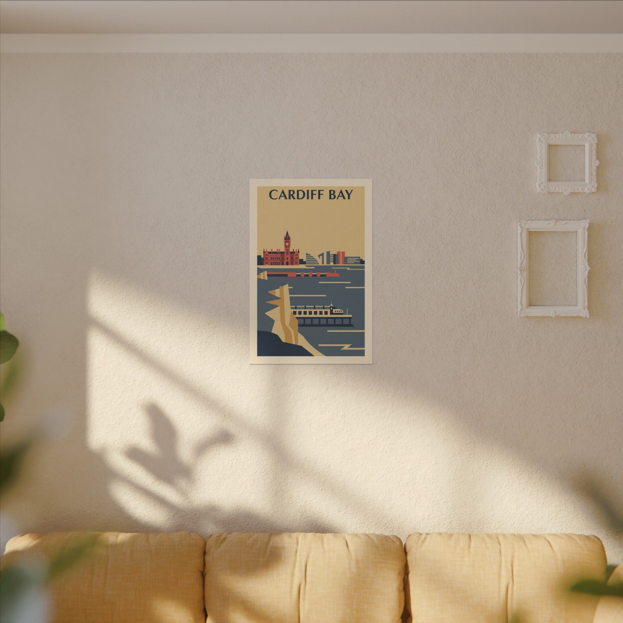 Cardiff Bay view from Penarth Retro Travel Poster Canvas