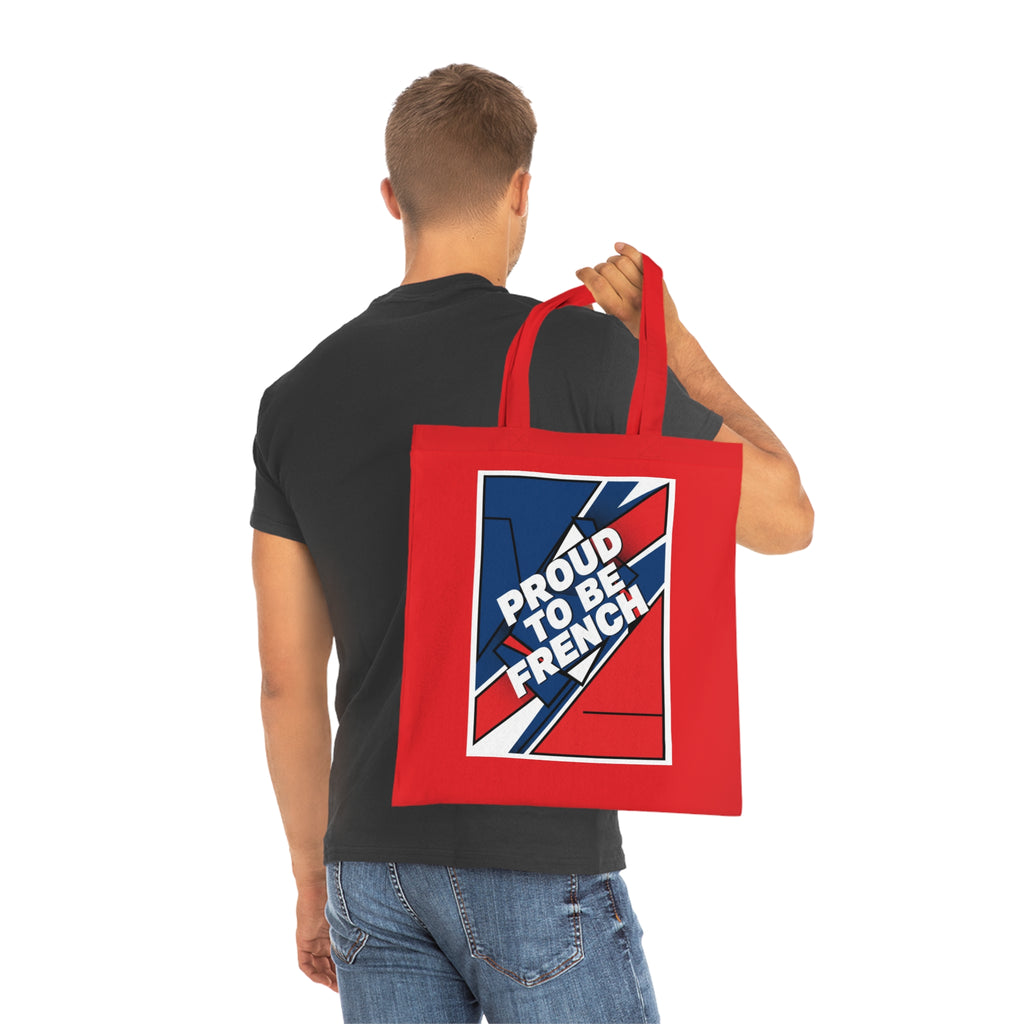 Proud to Be French Cotton Tote Bag — Blue & Red Patriotic Market Bag