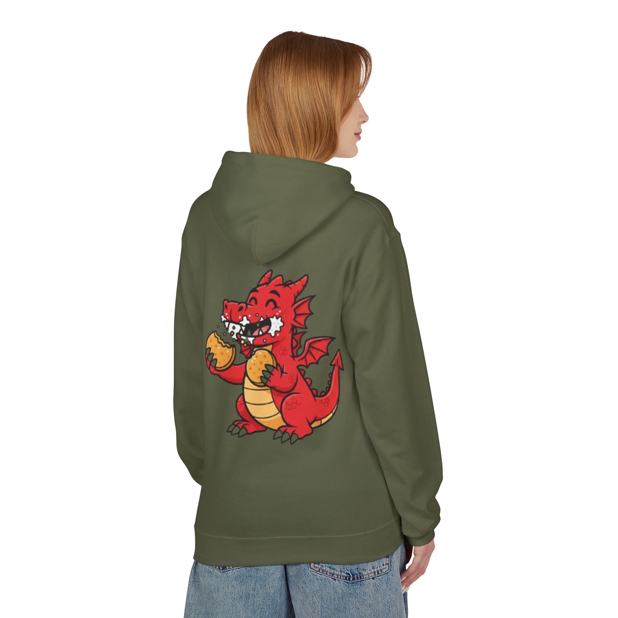 Welsh Dragon Hoodie — Retro Flag Front & Cute Red Dragon Back
