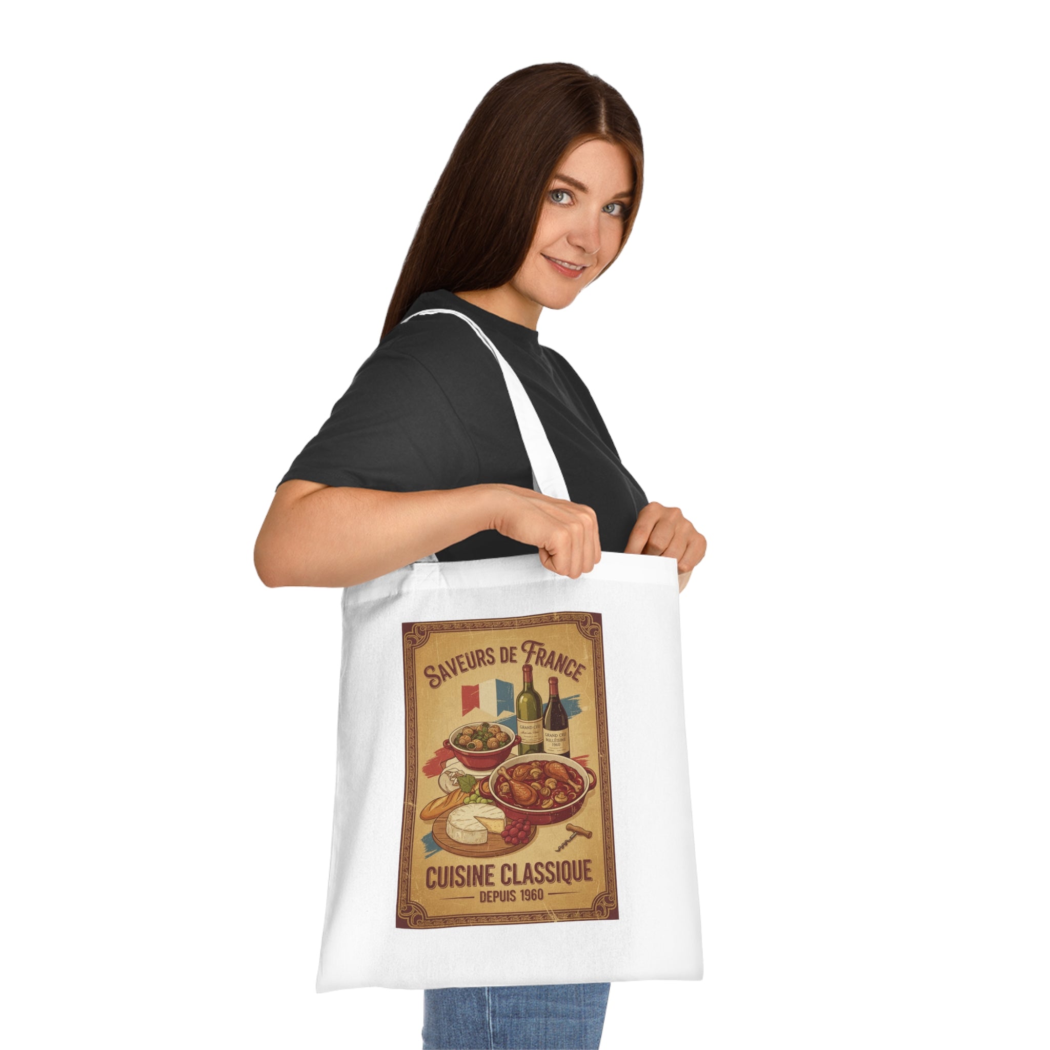 French Cuisine Tote Bag — 'Saveurs de France: Cuisine Classique' Vintage Market Grocery Tote