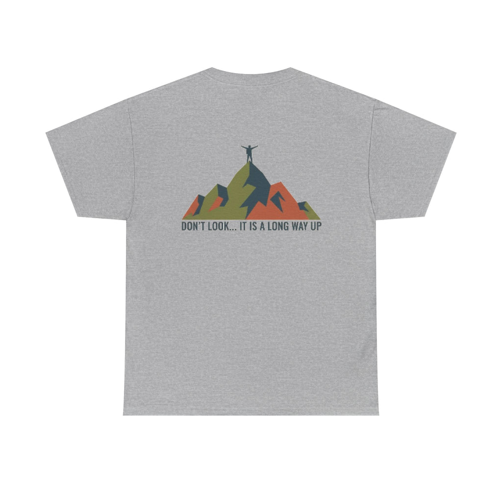 Gallus Mountain Tee — "Don't Look... It’s a Long Way Up" Adventure T‑Shirt