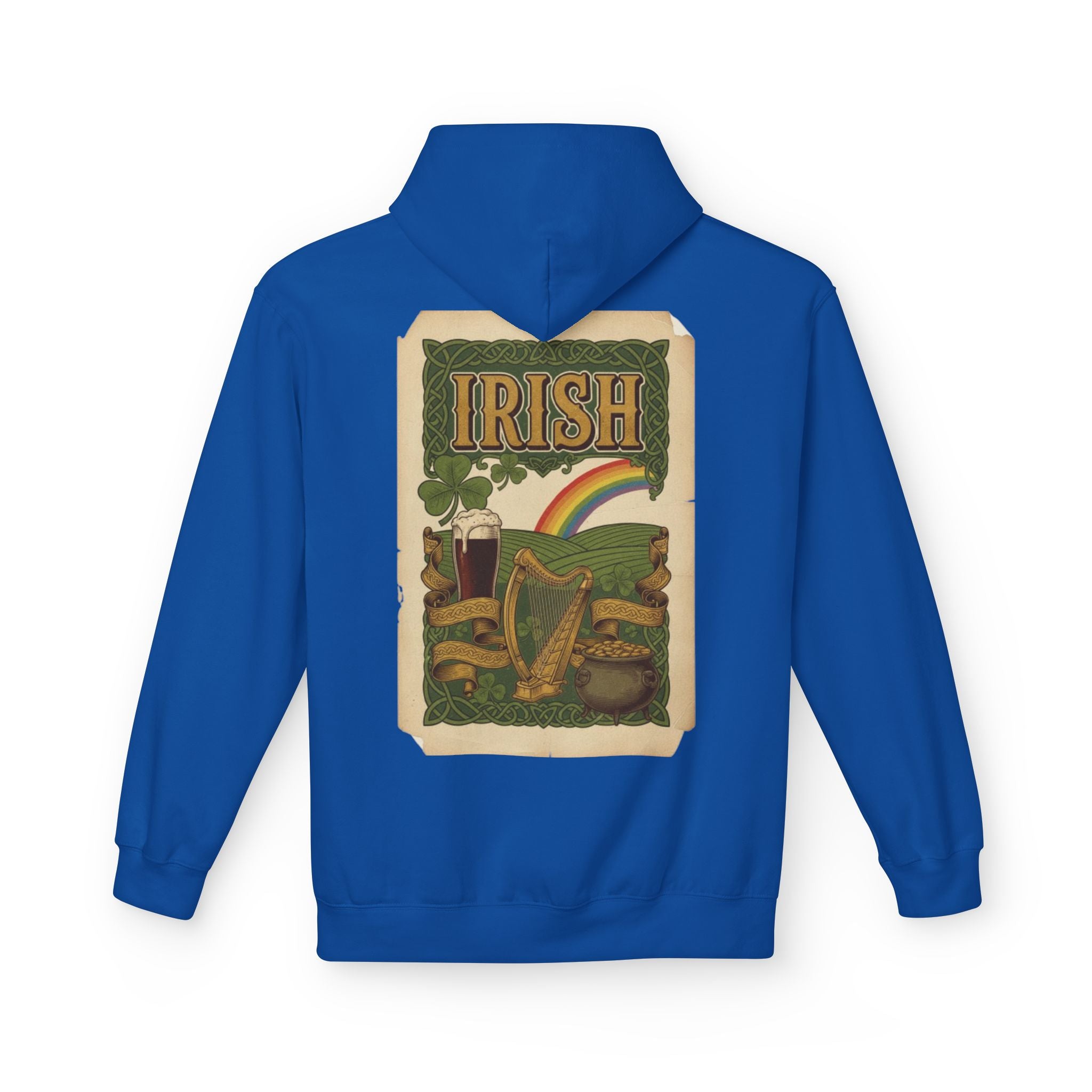 Irish Vintage Poster Hoodie – Retro Rainbow & Harp St. Patrick’s Sweatshirt