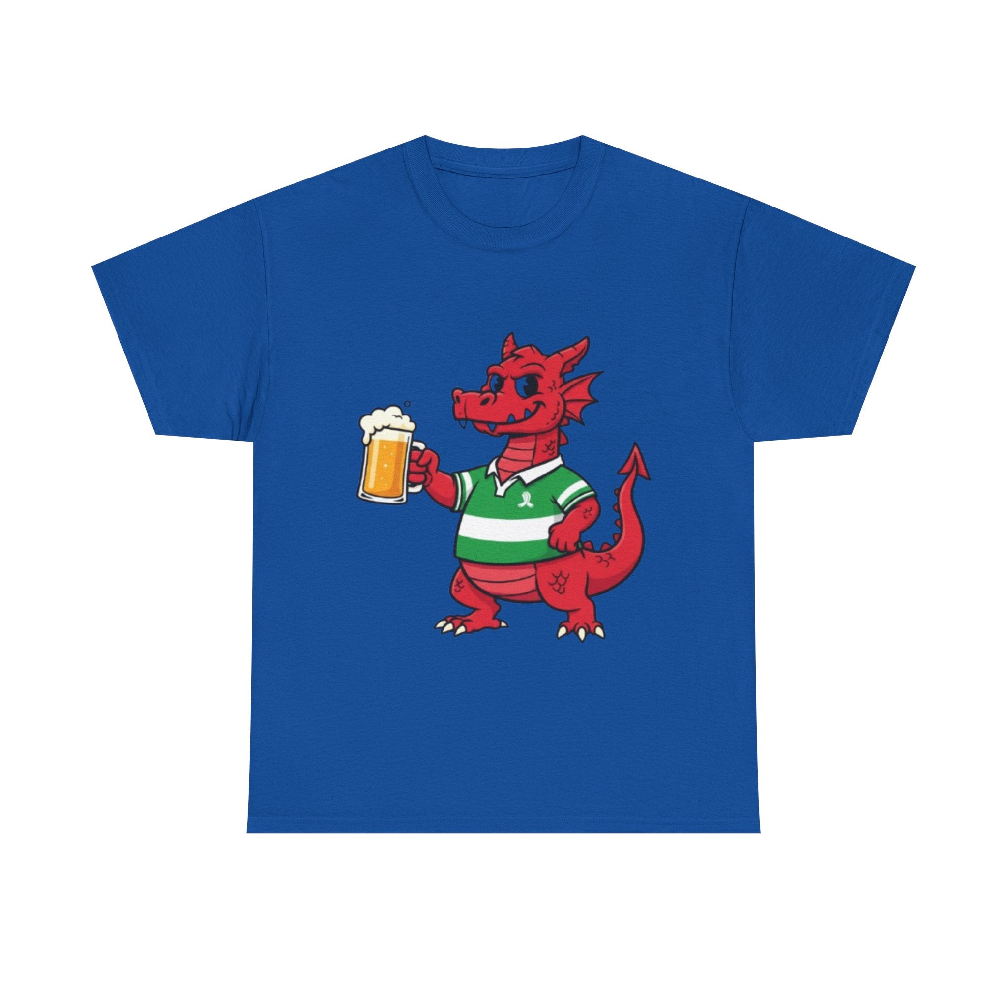 Dragon Cheers T‑Shirt — Cute Red Dragon Holding Beer Graphic Tee