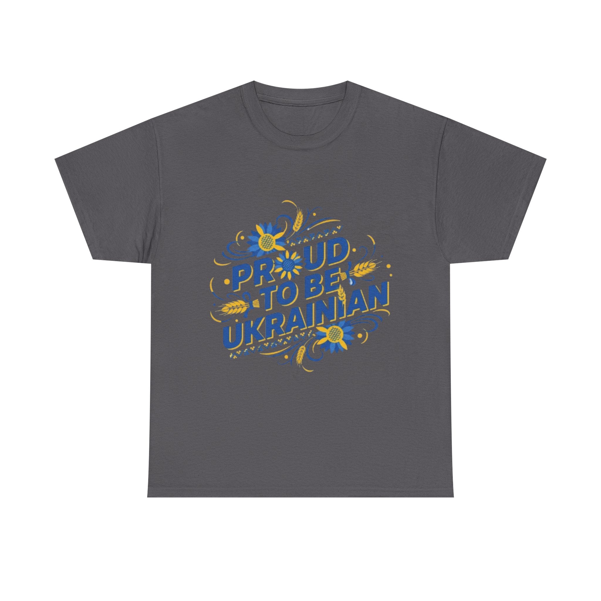 Proud to Be Ukrainian T-Shirt — Blue & Yellow Floral Pride Tee