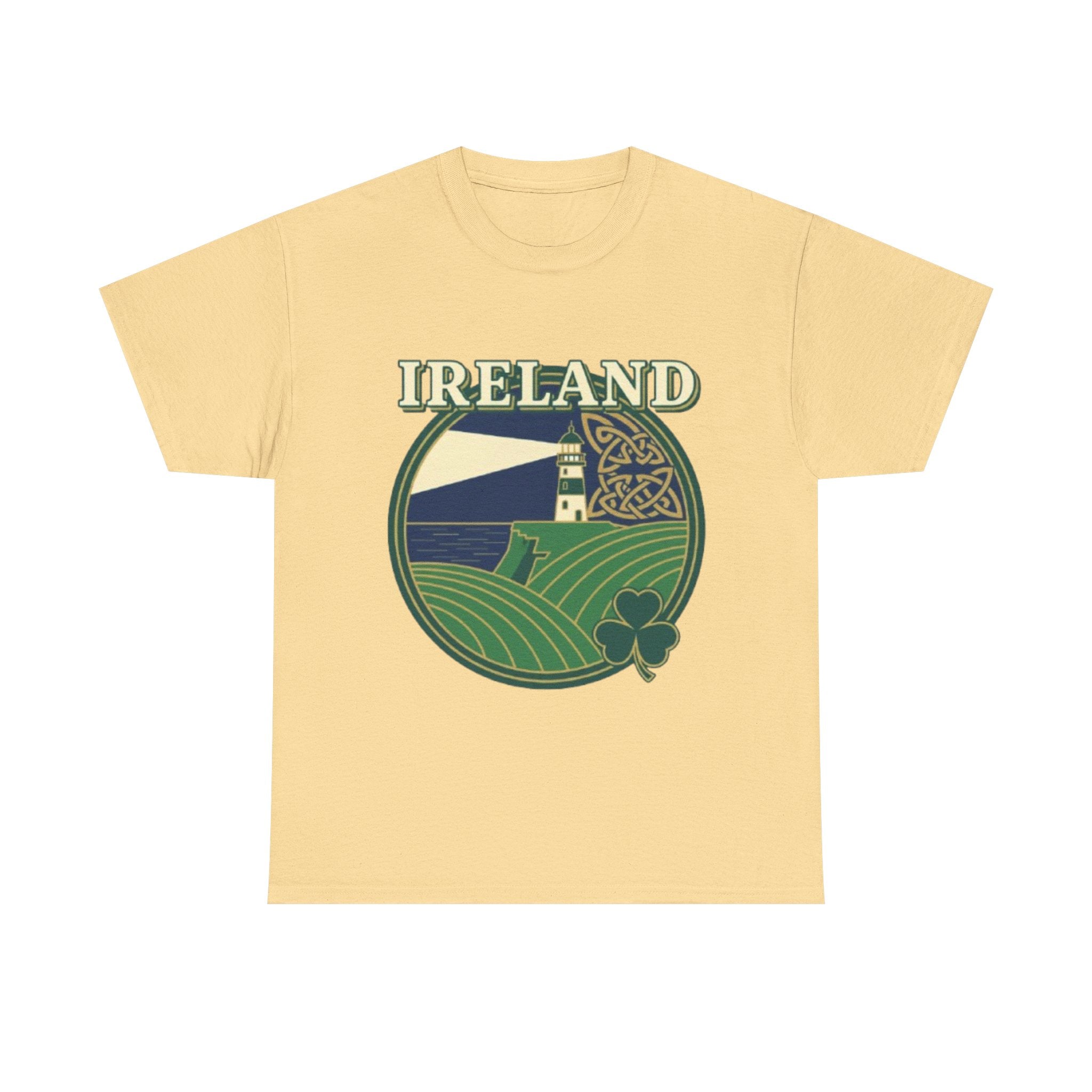 Ireland Scenic Tee — Celtic Lighthouse & Shamrock Graphic T-Shirt