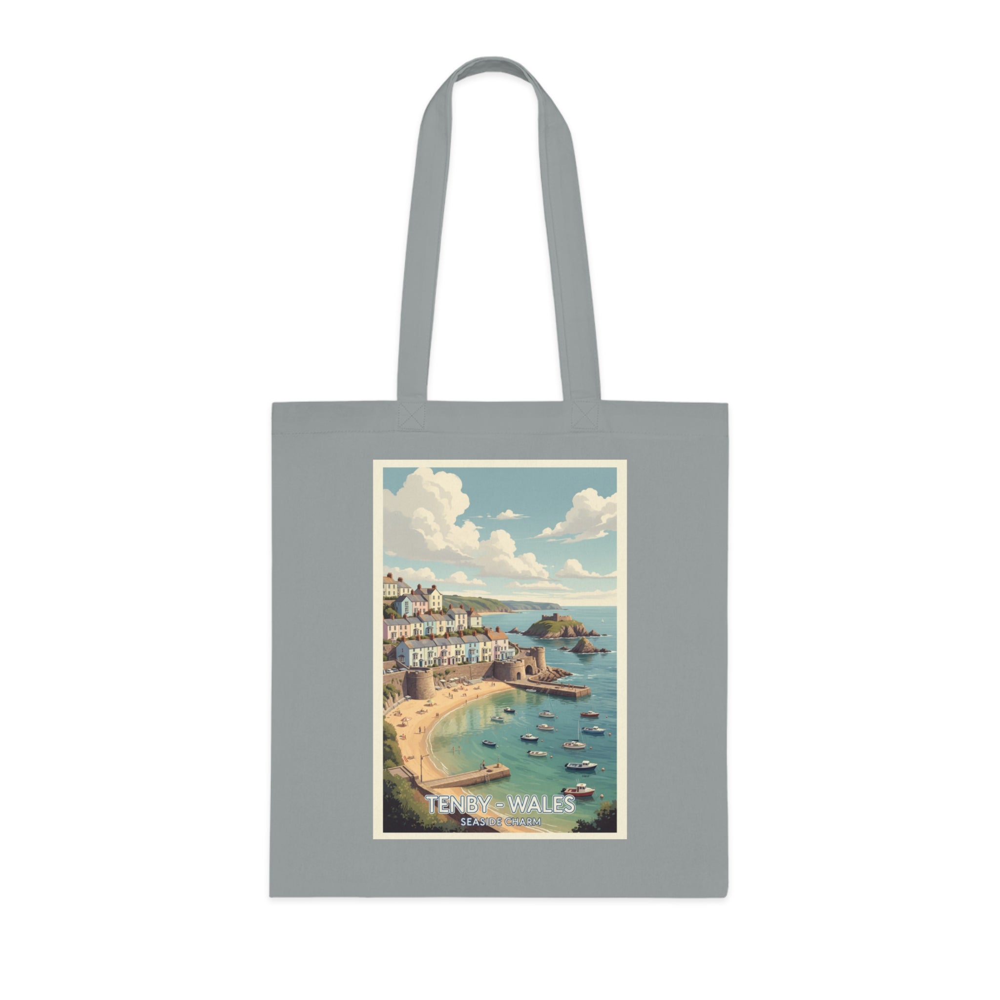 Tenby Wales Vintage Travel Poster Cotton Tote Bag