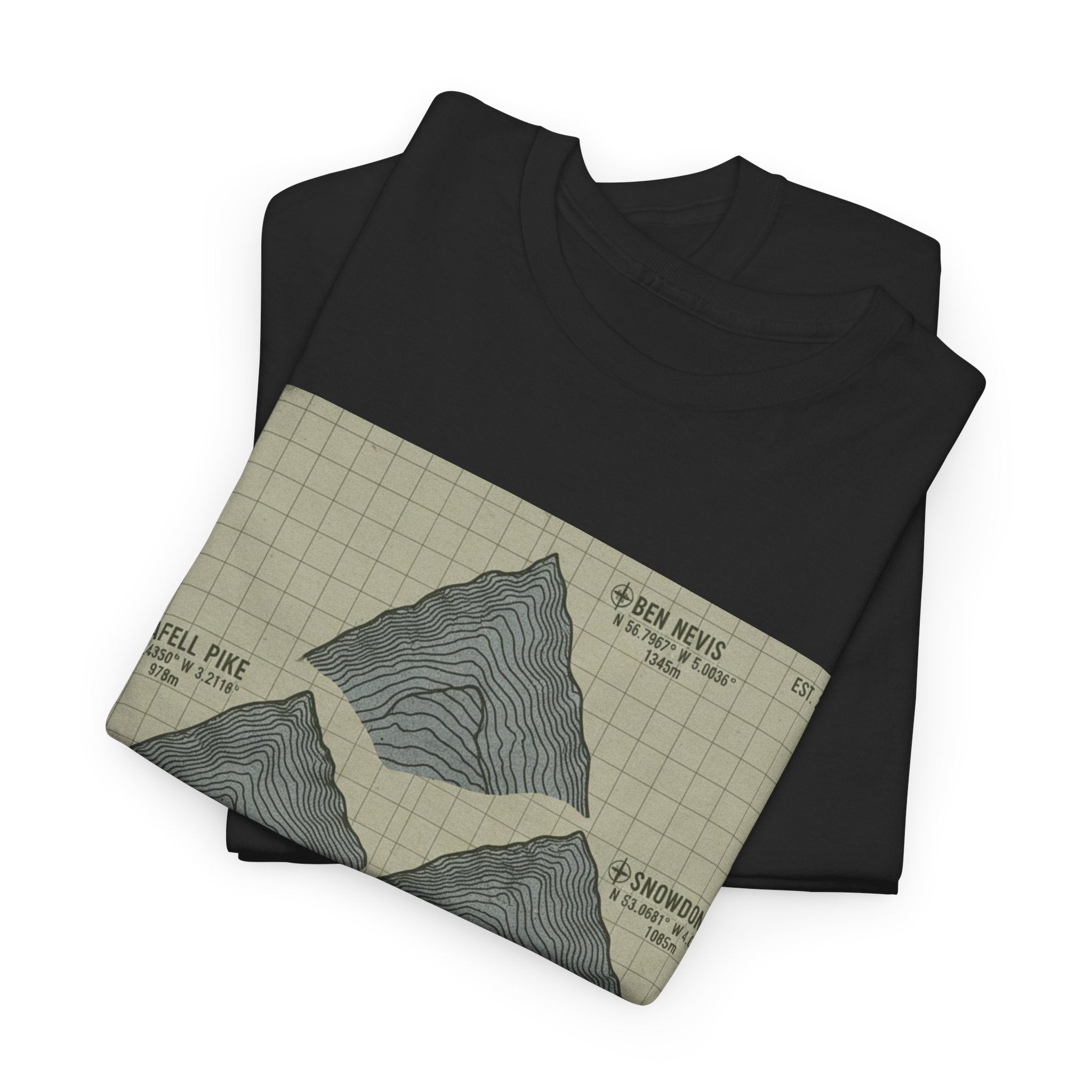 Three Peaks Challenge Graphic T-Shirt — Retro UK Mountain Summit Tee