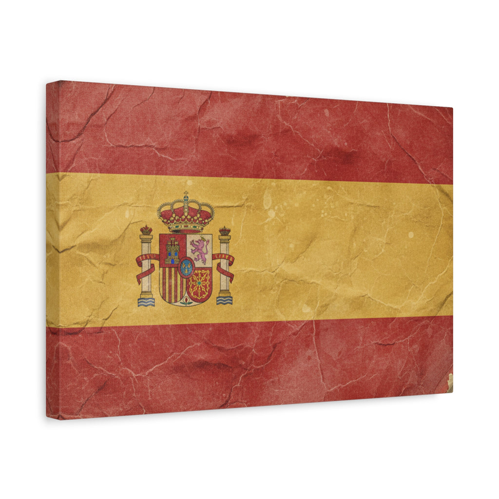Spanish Flag Vintage Canvas Print — Matte Stretched Wall Art