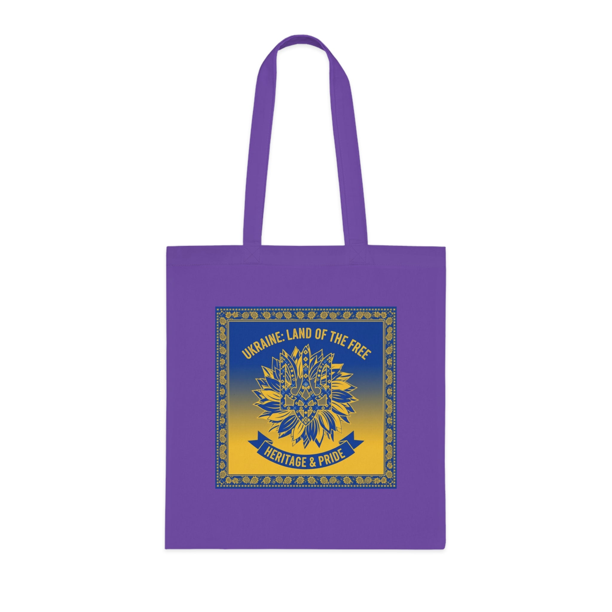 Ukraine Heritage & Pride Cotton Tote — Land of the Free Sunflower Design