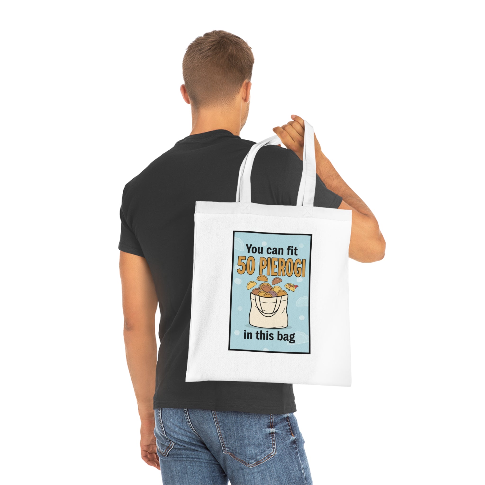 Funny 'You Can Fit 50 Pierogi in This Bag' Cotton Tote — Polish Food Lover Grocery Bag