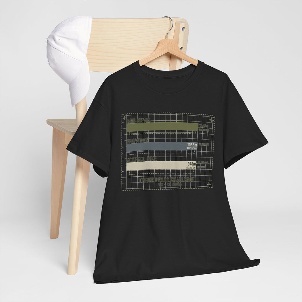 Three Peaks Challenge Graphic T-Shirt — Retro UK Mountain Hiking Tee
