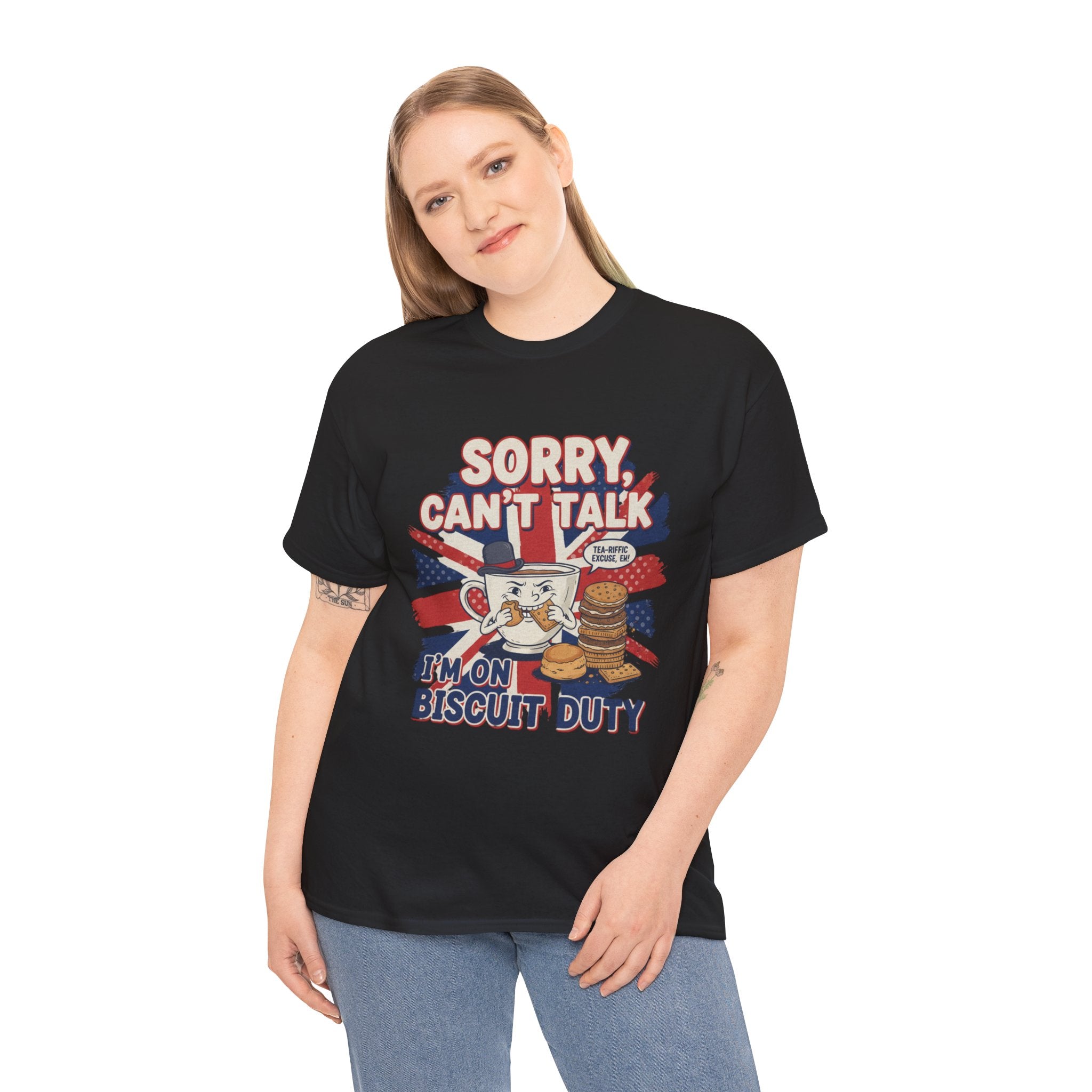 Biscuit Duty T‑Shirt - "Sorry Can't Talk, I'm On Biscuit Duty" British Tea & Biscuit Graphic Tee