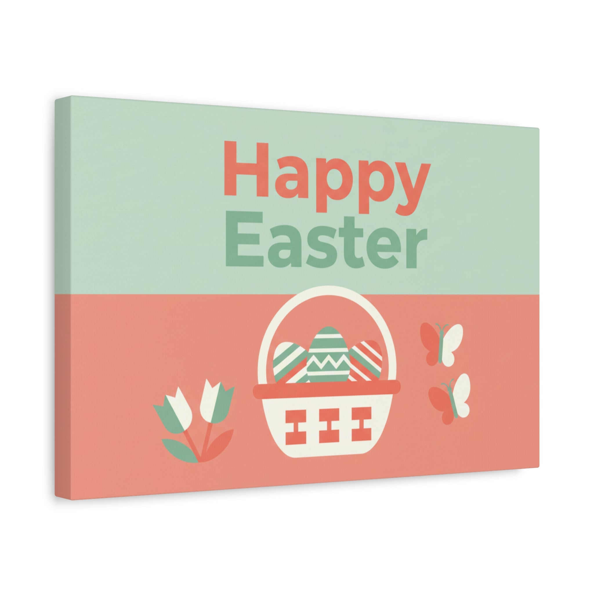 Happy Easter Easter Basket Matte Canvas Wall Art