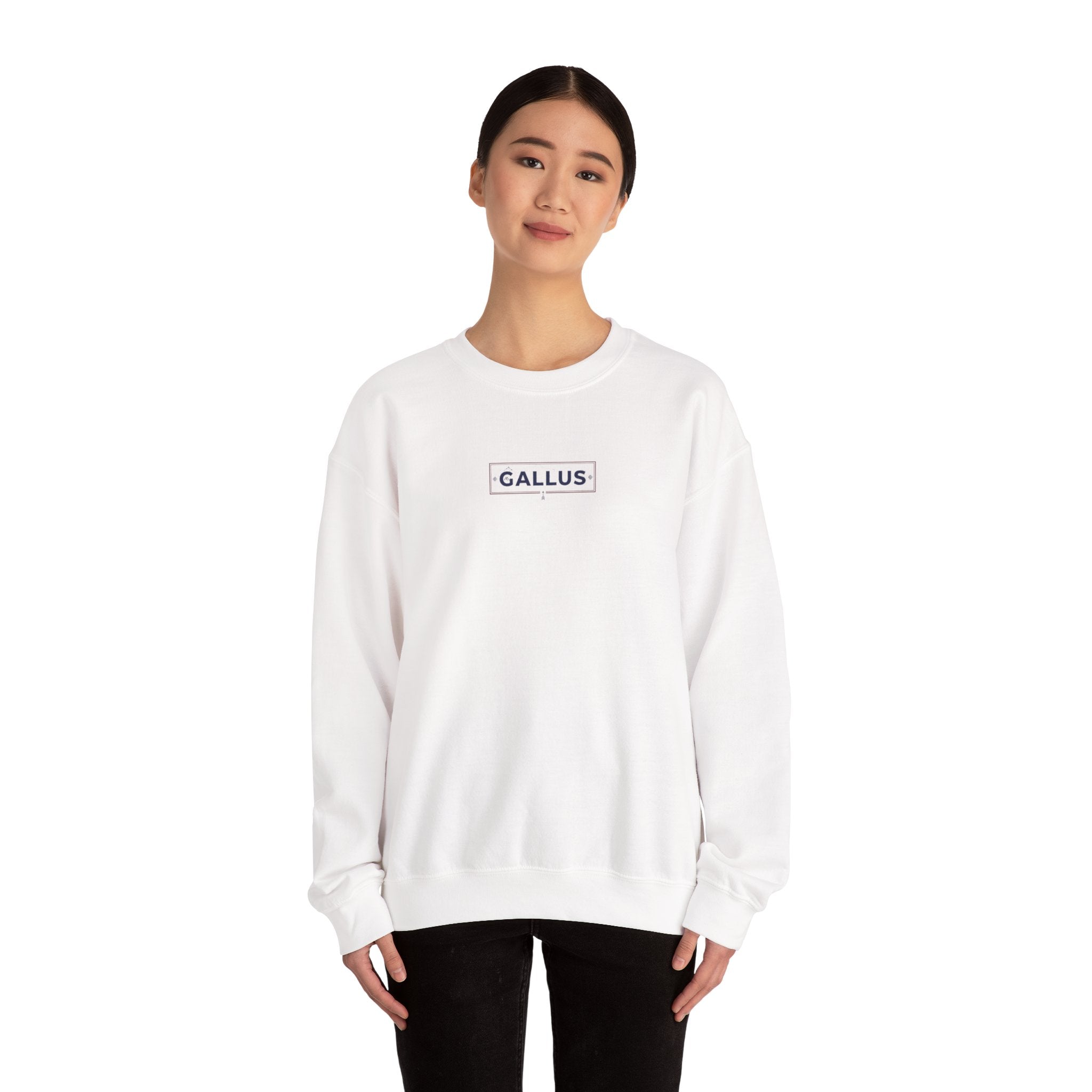 Crewneck Sweatshirt — Gallus Minimal Logo & Retro Arch “Don’t Look… It Is A Long Way Up”