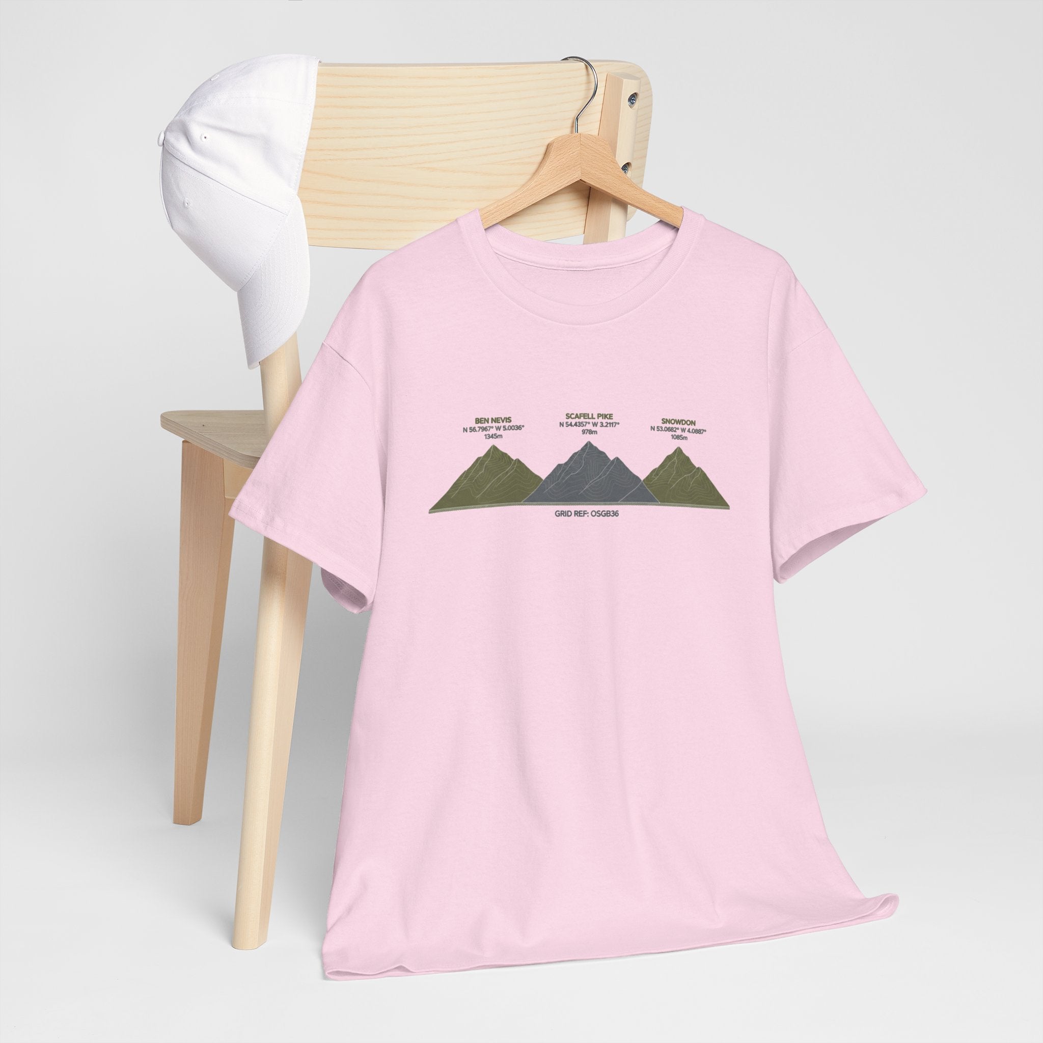Three Peaks Challenge Graphic T-Shirt — Retro UK Mountain Hiking Tee