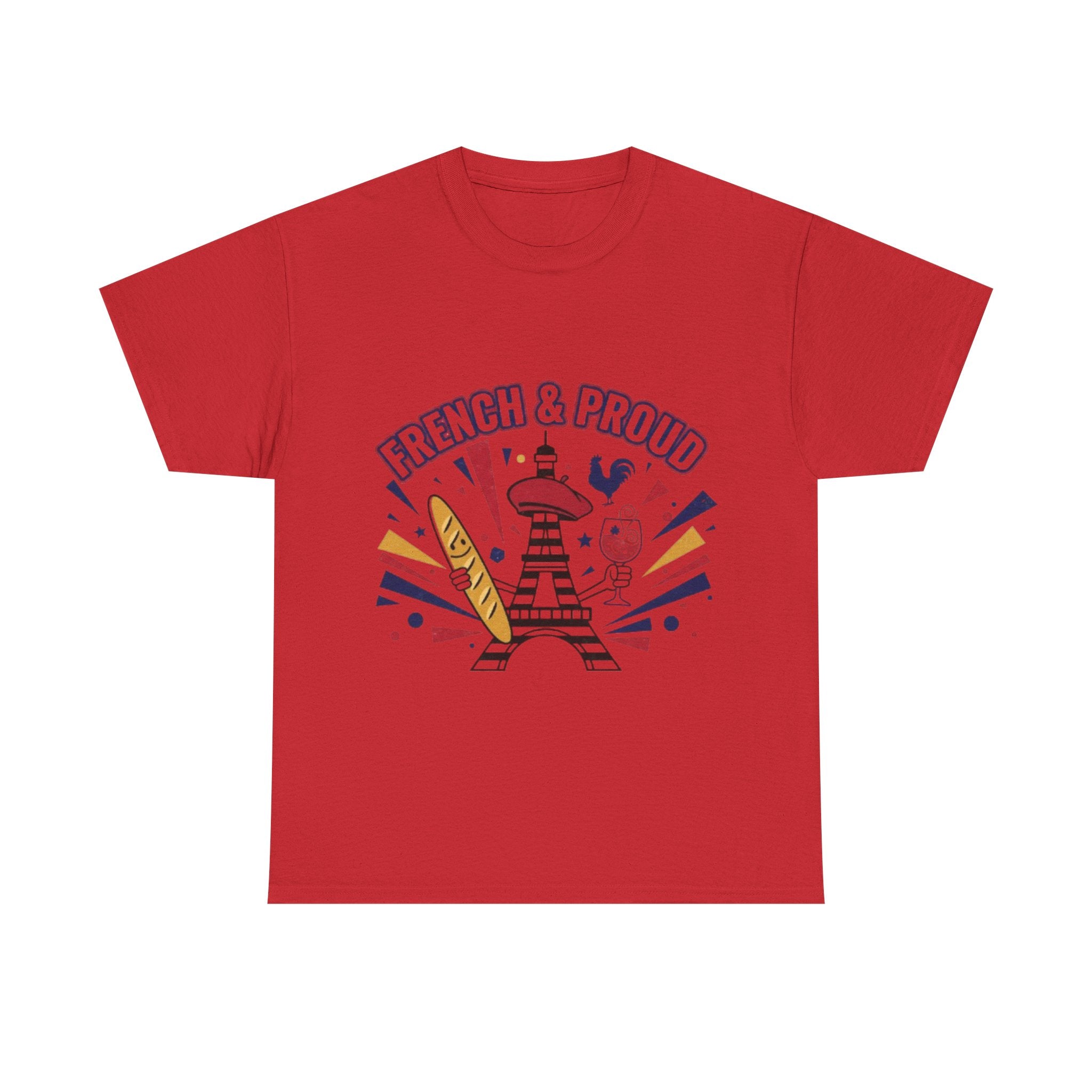 French & Proud T-Shirt — Eiffel Tower, Baguette & Wine Graphic Tee