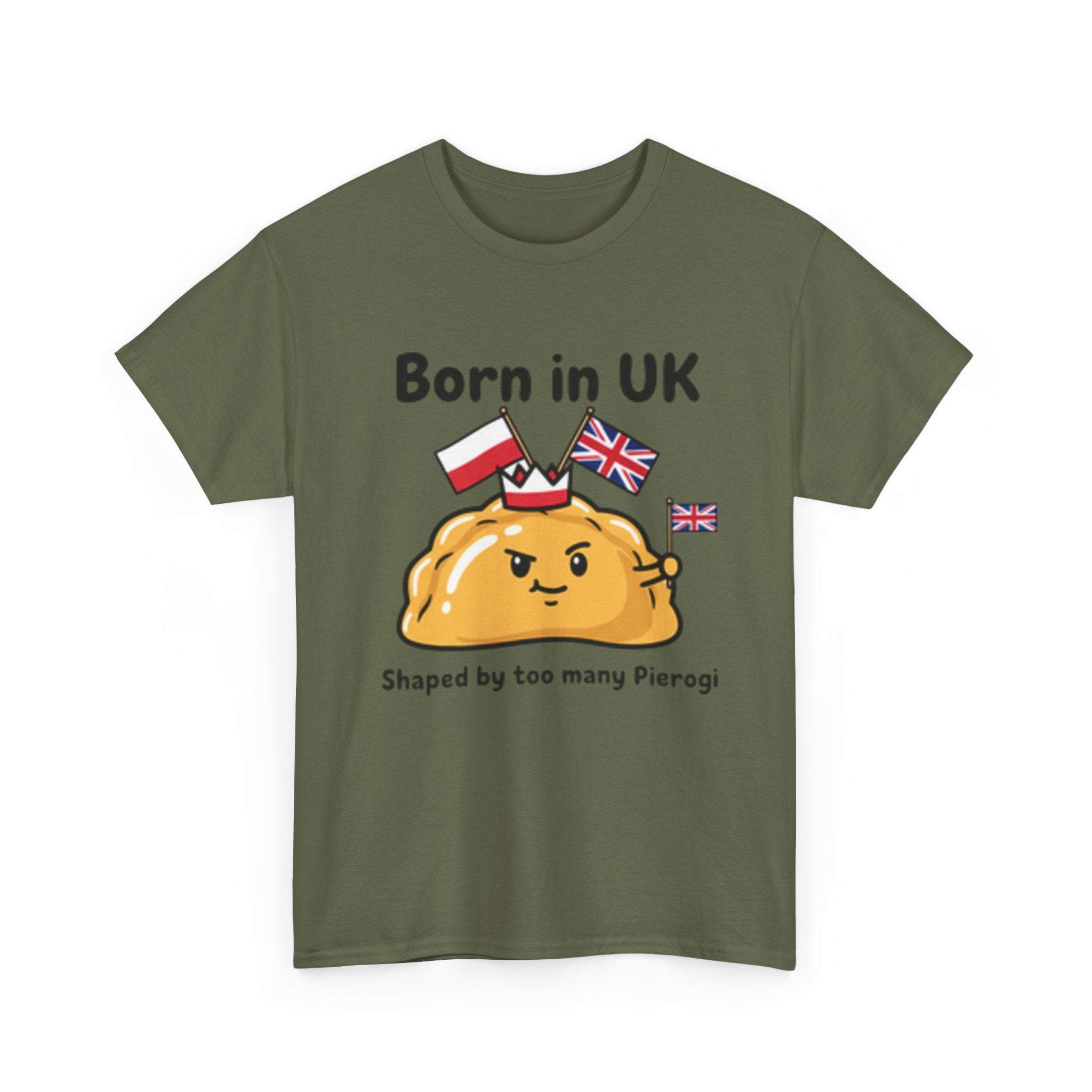 Born in UK Pierogi T‑Shirt — Funny Polish‑British Pride Tee