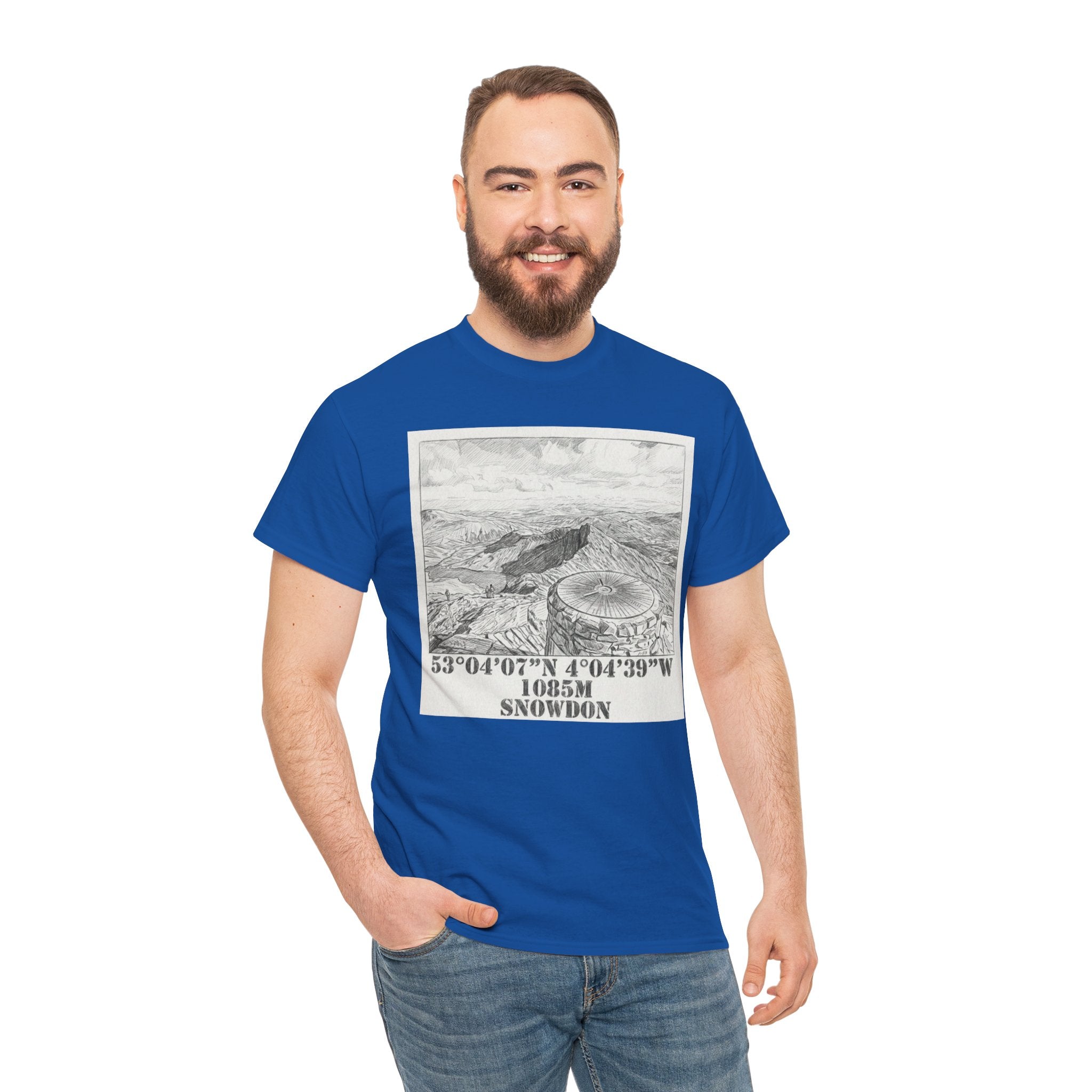 Snowdon Mountain Tee — Vintage Map Illustration with Coordinates