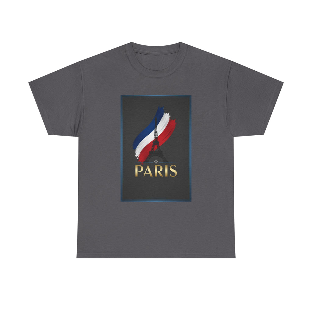Paris Tricolor Graphic Tee — French Flag Brushstroke T-Shirt