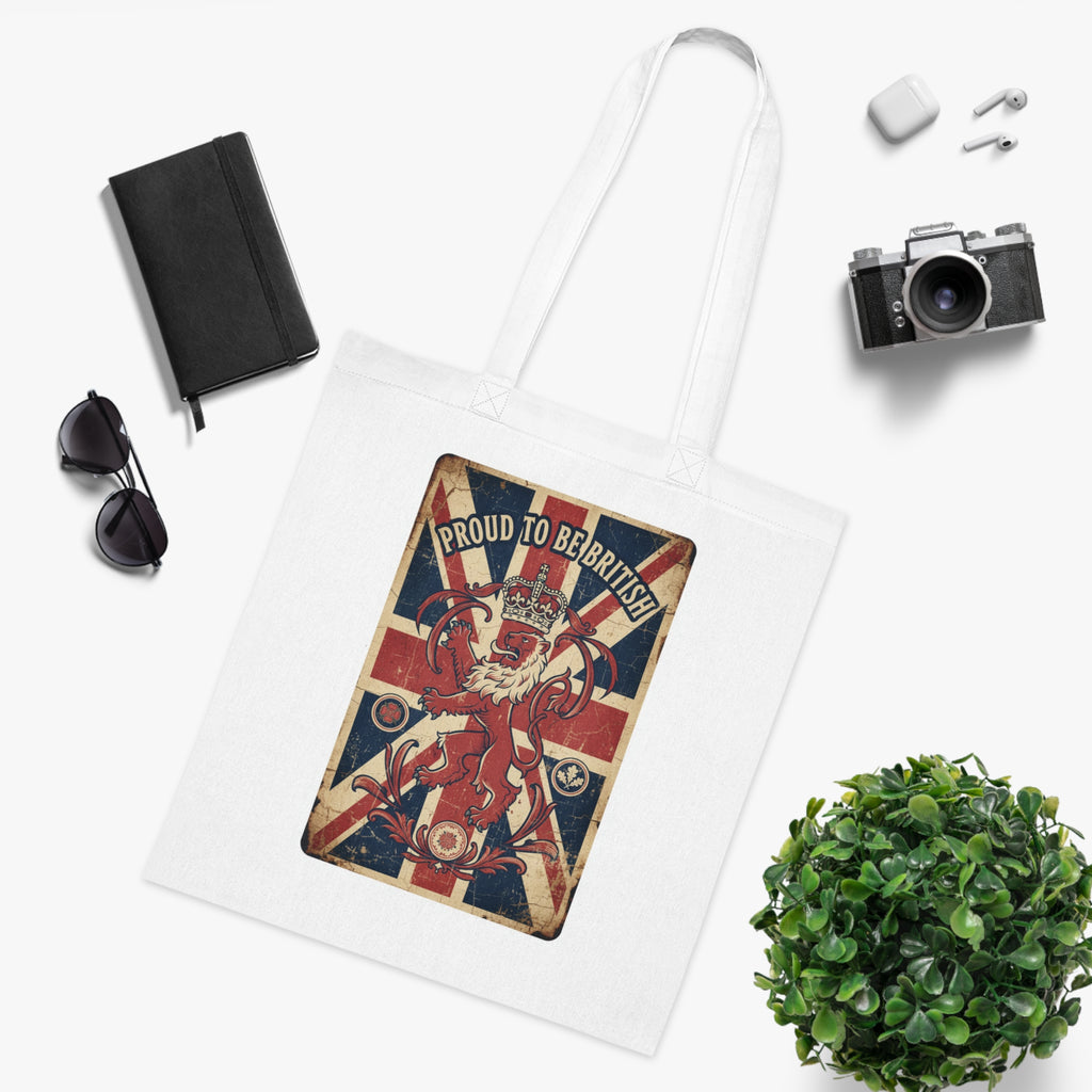 British Lion Union Jack Tote Bag — "Proud to be British" Cotton Shopper