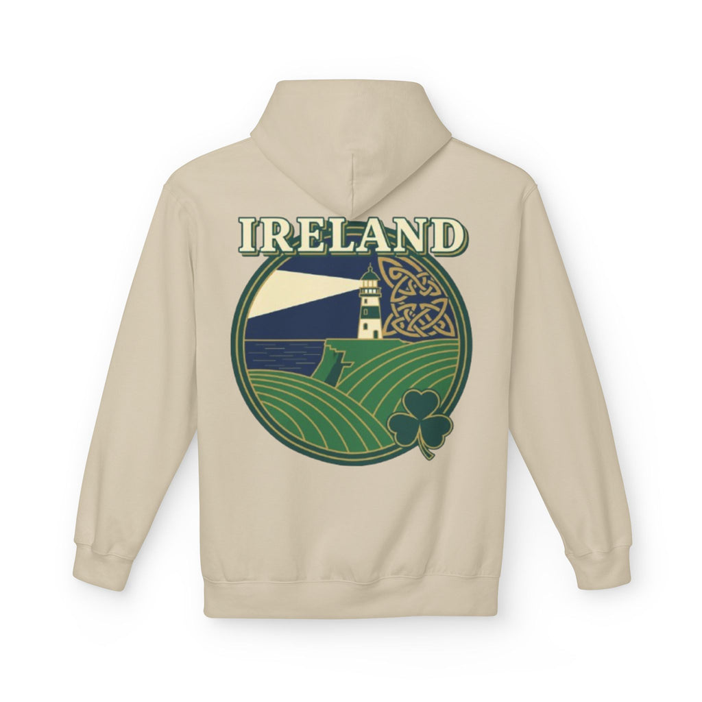 Ireland Lighthouse Hoodie — Celtic Shamrock Travel Sweatshirt