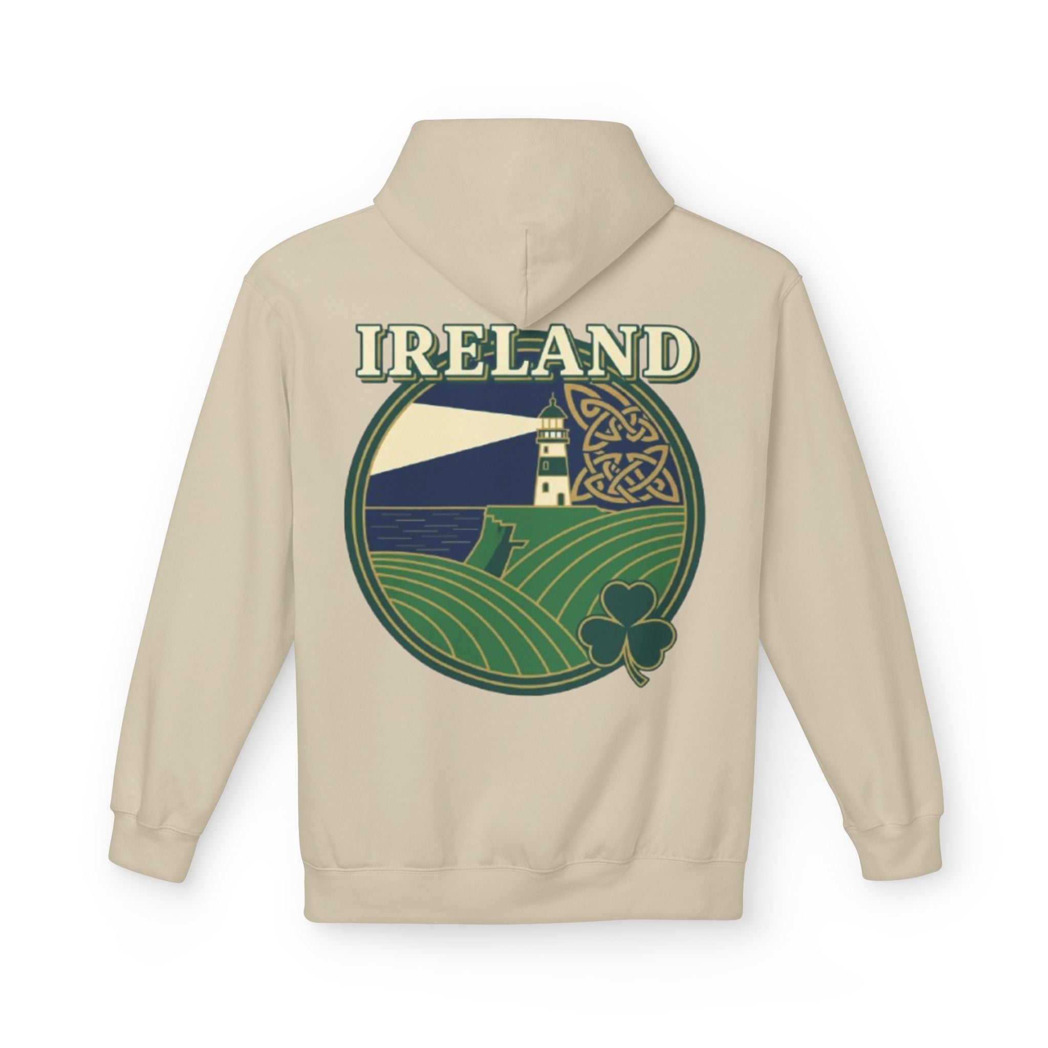 Ireland Lighthouse Hoodie — Celtic Shamrock Travel Sweatshirt