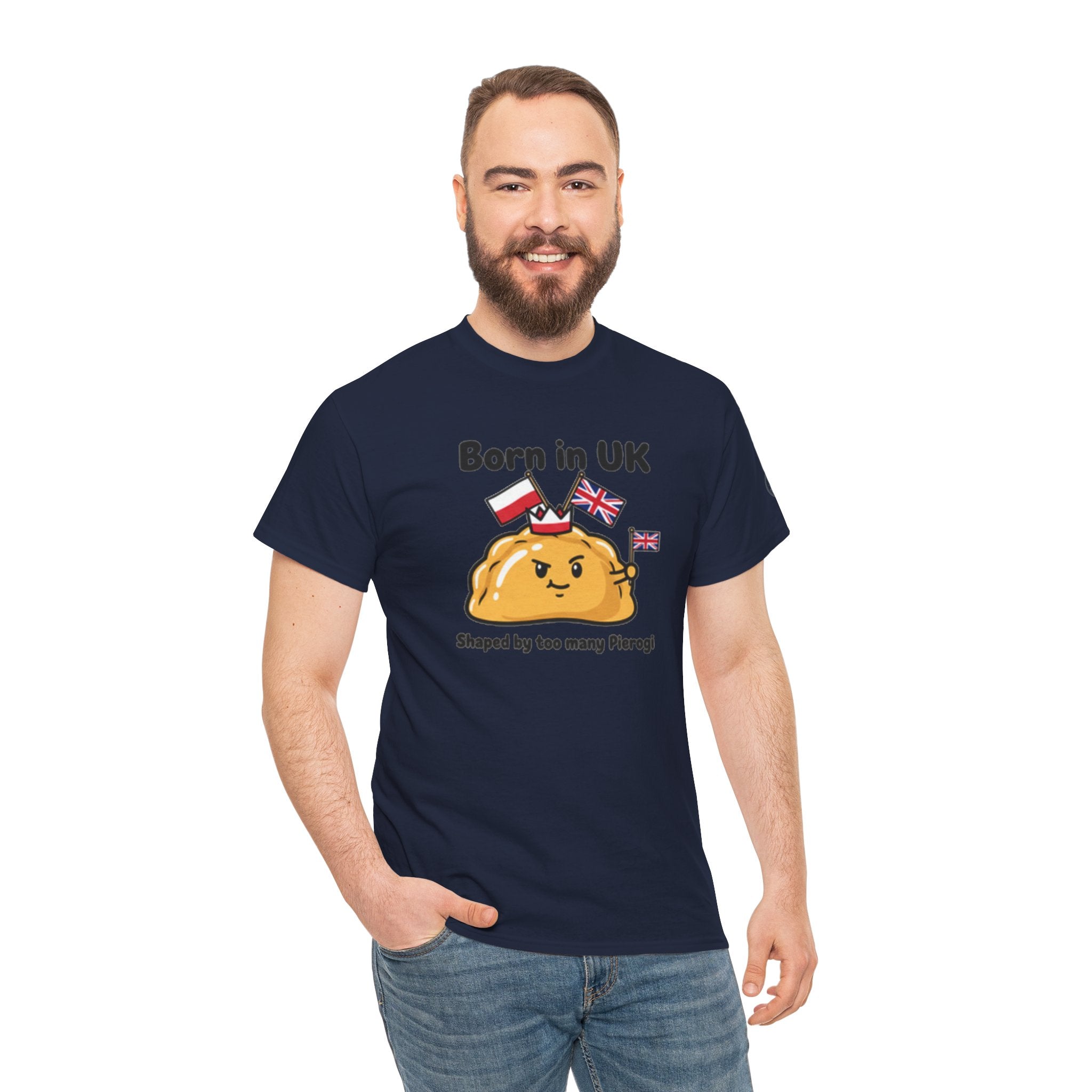 Born in UK Pierogi T‑Shirt — Funny Polish‑British Pride Tee