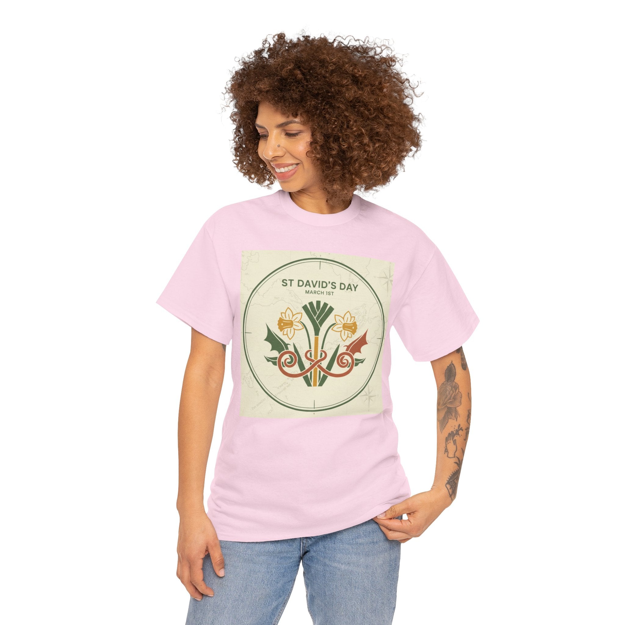 St. David's Day Floral Tee — Welsh Daffodil & Leek Celebration Shirt