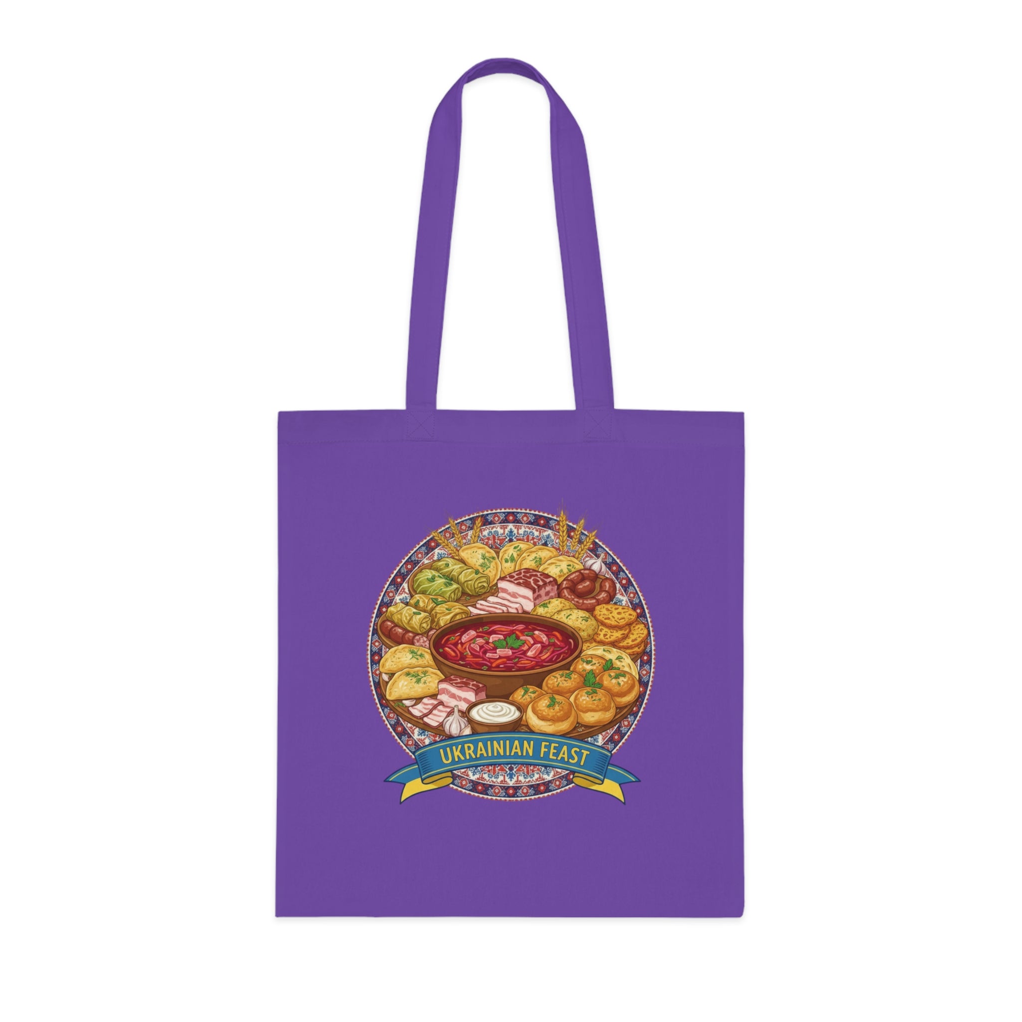 Ukrainian Feast Tote Bag — Illustrated Ukrainian Food Market Grocery Tote