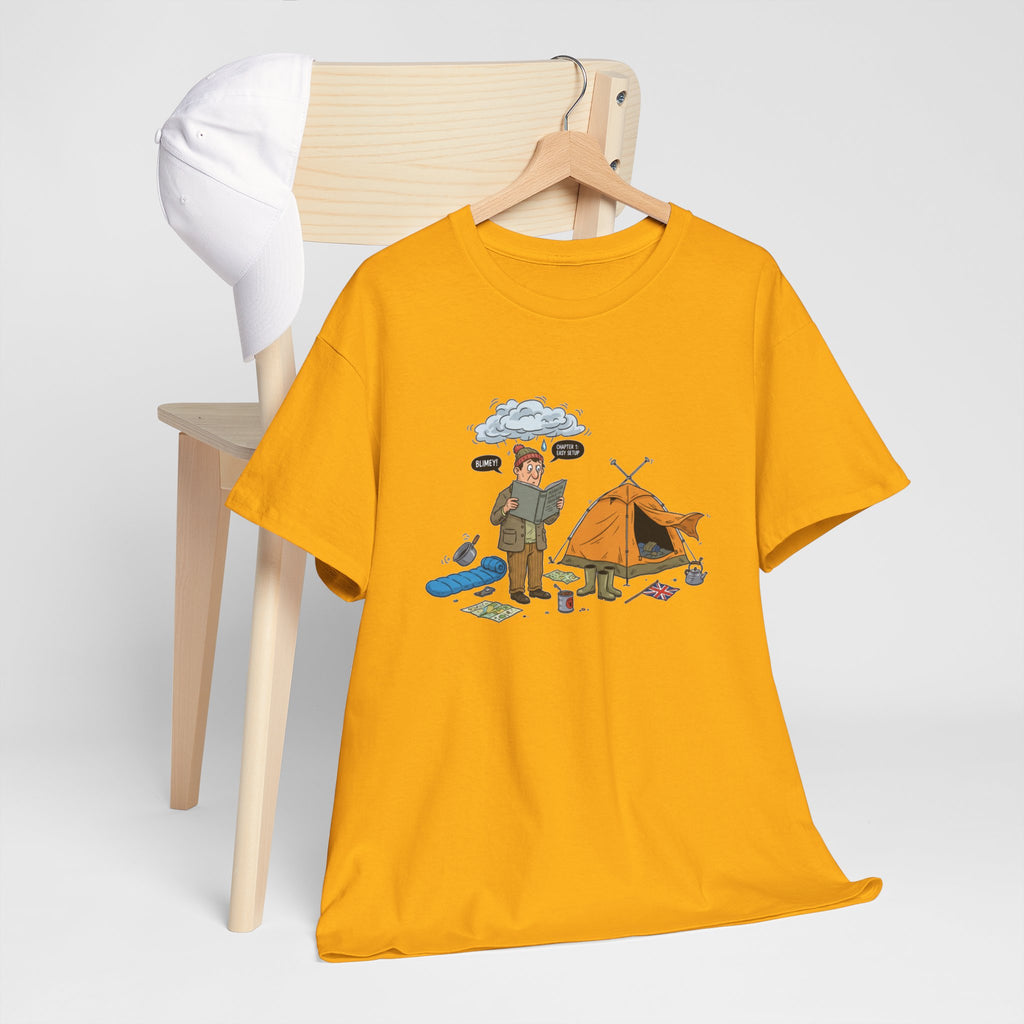 Retro Mountain Camping Graphic T-Shirt — Vintage Campfire Adventure Tee