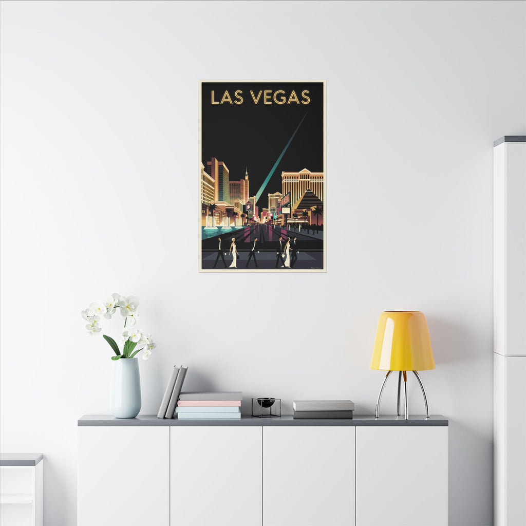 Las Vegas Retro Travel Canvas Print Vintage Night Strip Wall Art