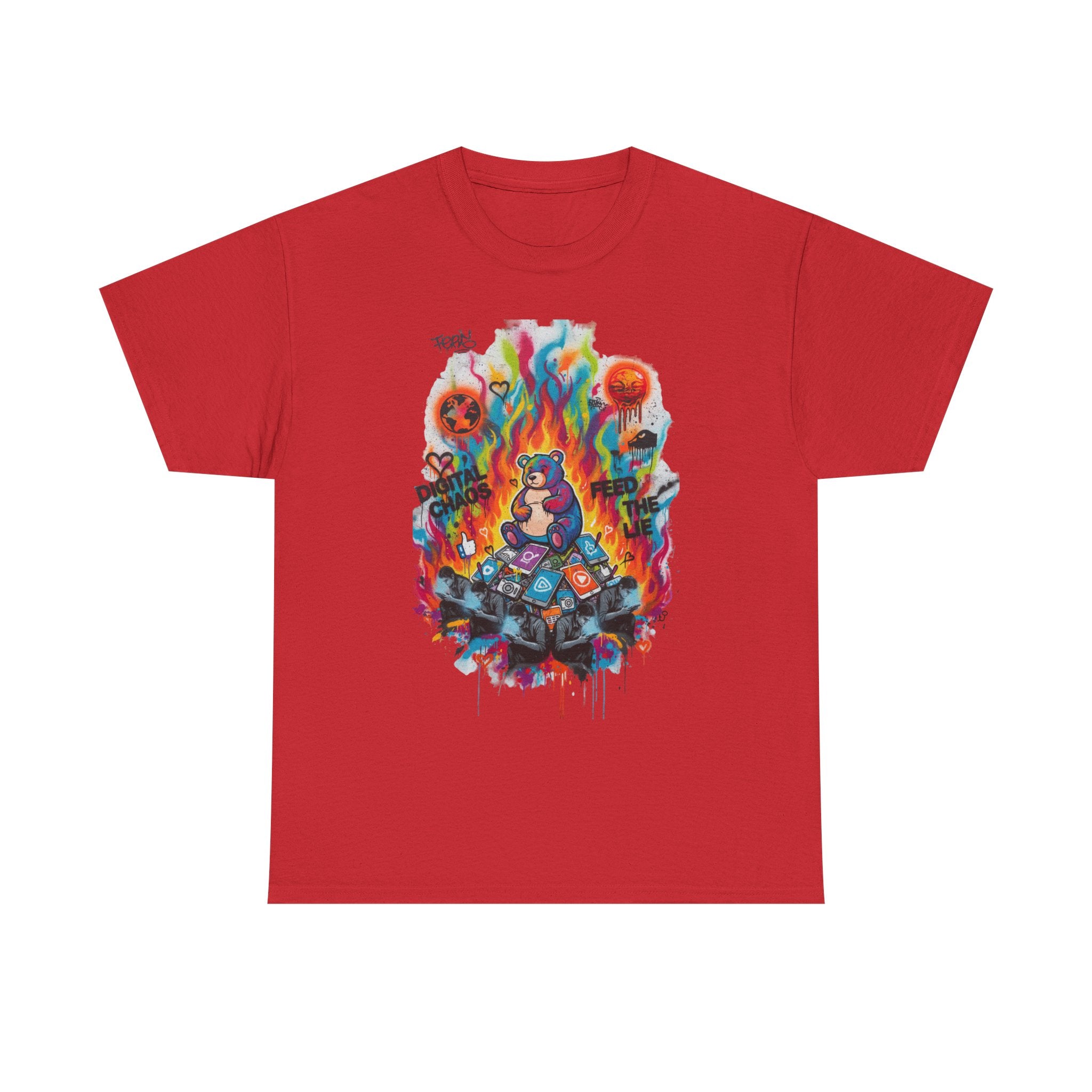 Colourful Cat Bonfire Graphic Tee