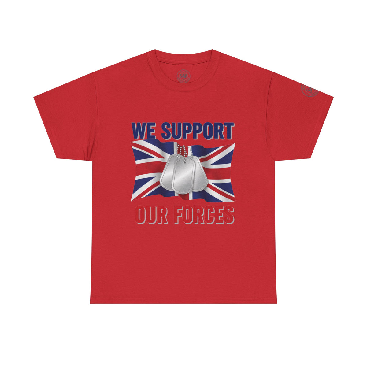 Support Our Forces T-Shirt — Union Jack & Dog Tags Military Tee — product image 12