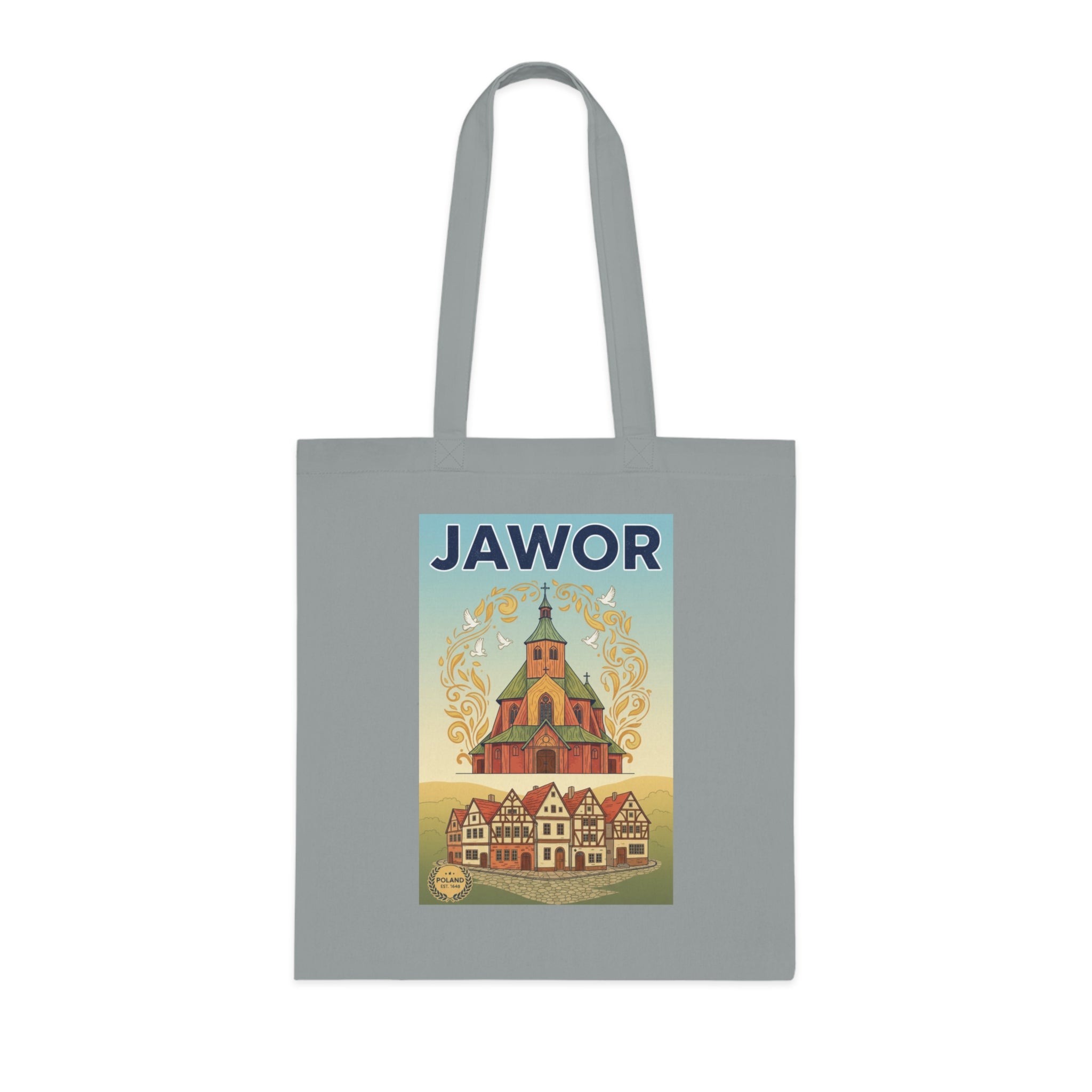 Jawor Vintage Travel Tote — Retro Polish Town Cotton Tote Bag