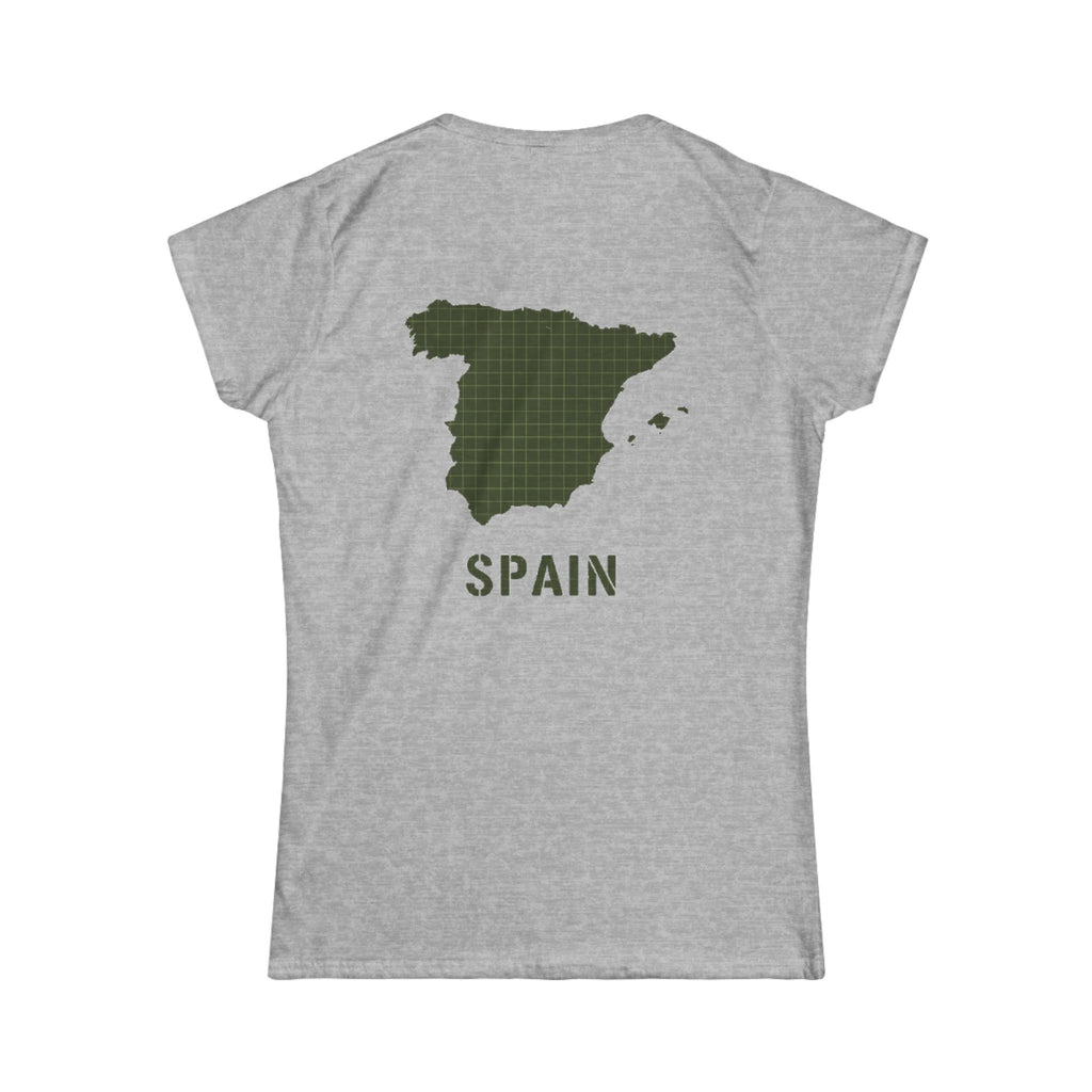Spain Map Women's Tee — Olive Grid Map Graphic Shirt