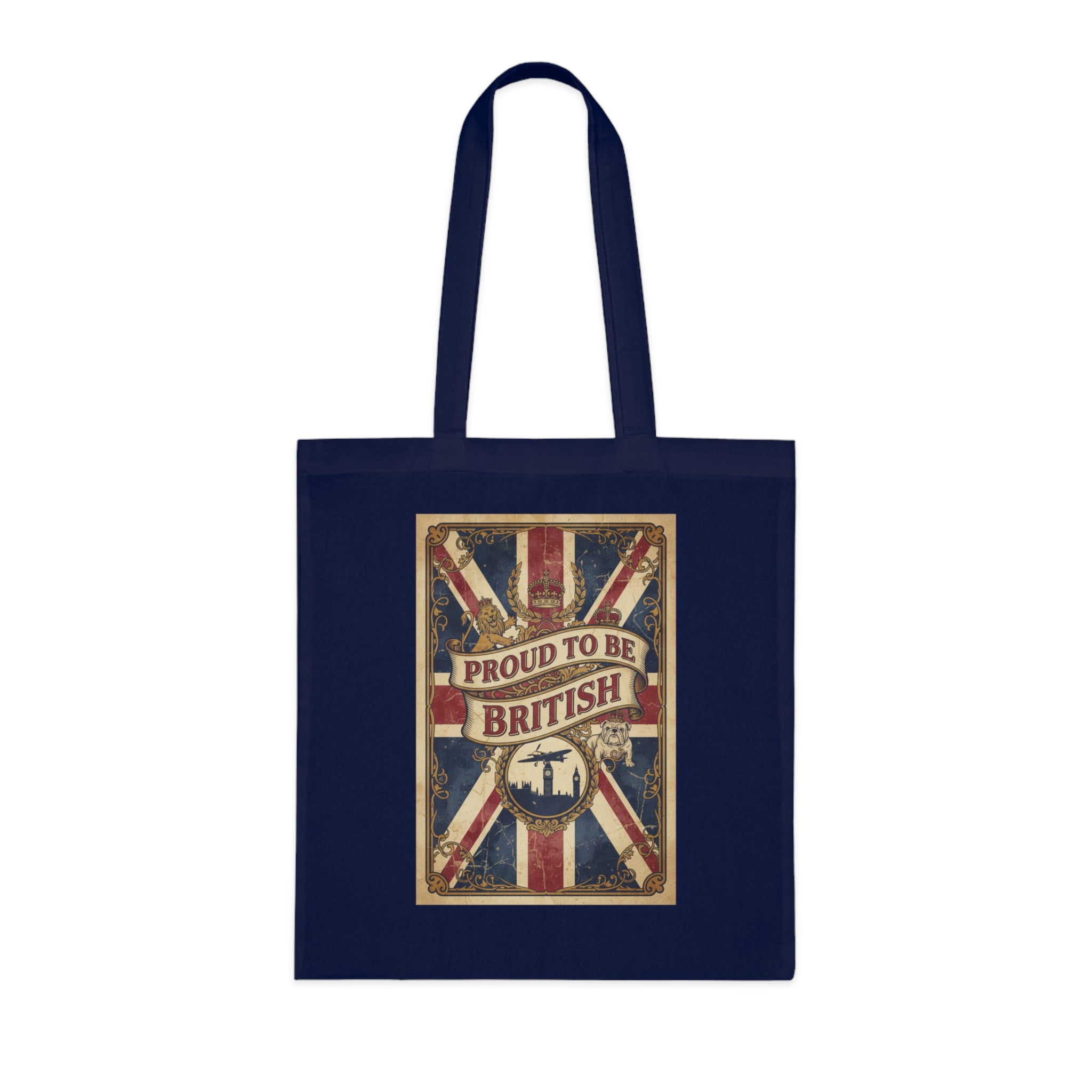 Proud to Be British Cotton Tote Bag — Union Jack Retro Flag Shopper