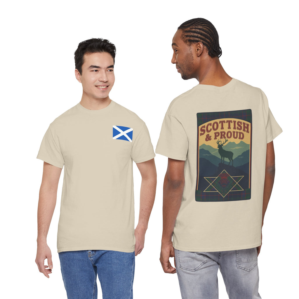 Scottish & Proud T‑Shirt — Retro Stag Scotland Flag Tee