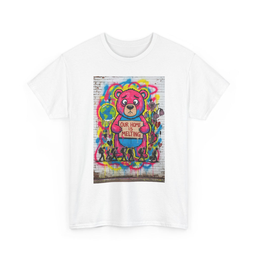 Climate Change Bear T-Shirt — "Our Home Is Melting" Street Art Tee