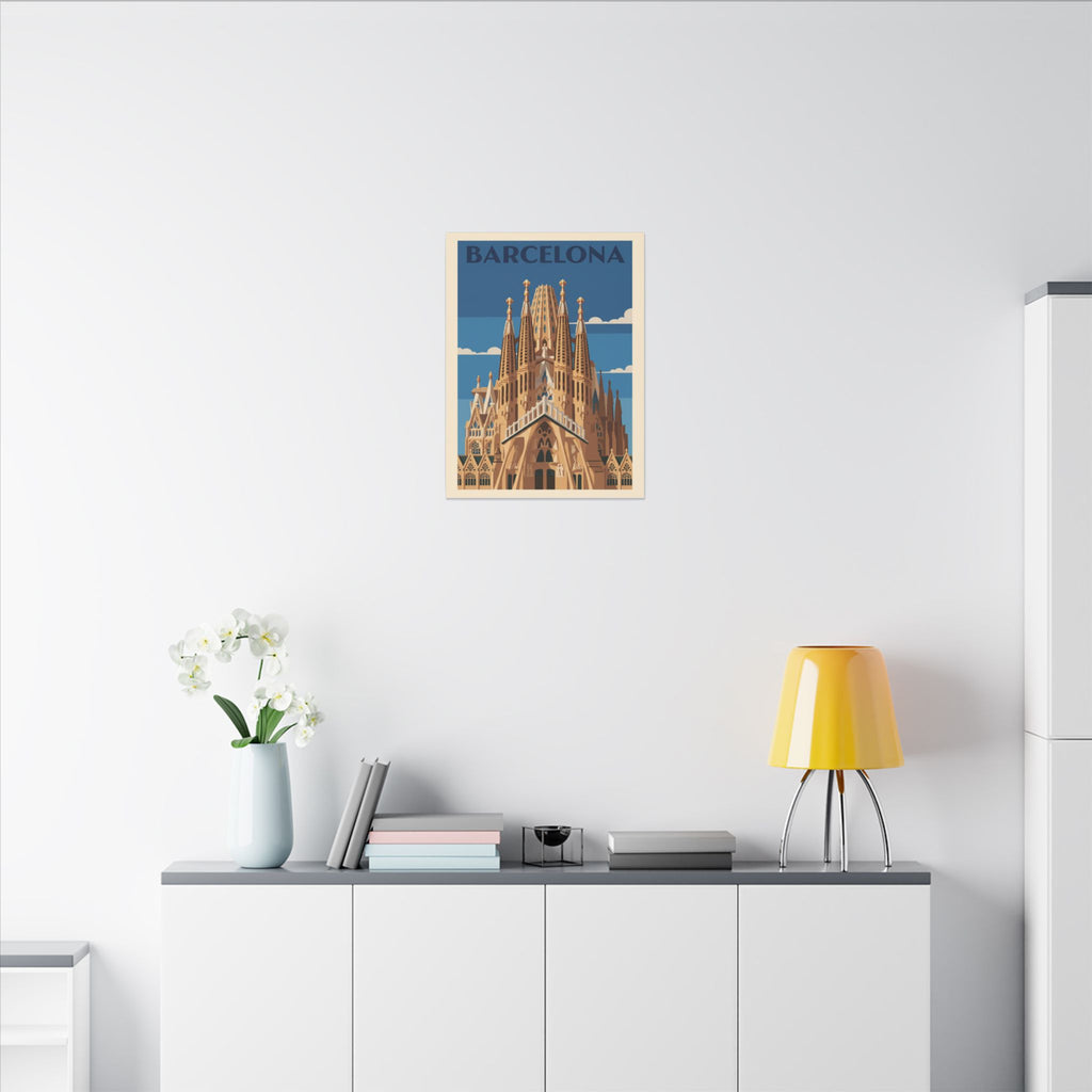 Barcelona Sagrada Familia Matte Canvas Print Stretched Travel Poster Wall Art