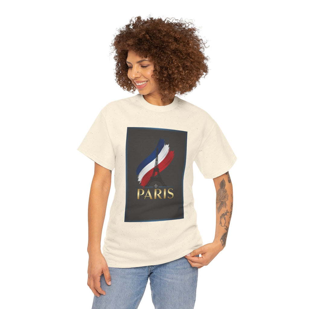 Paris Tricolor Graphic Tee — French Flag Brushstroke T-Shirt