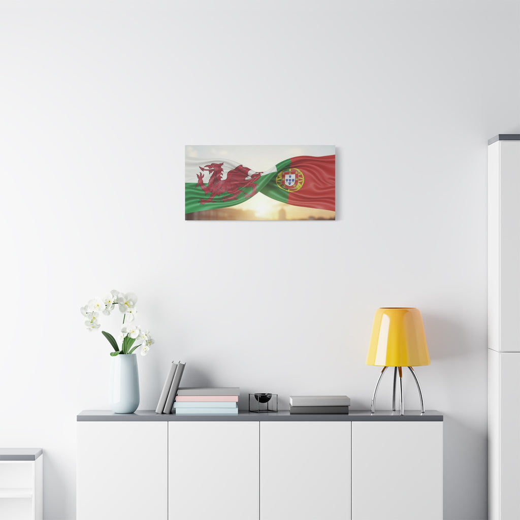 Welsh and Portuguese Flags Canvas Print — Dual-Nation Matte Stretched Wall Art