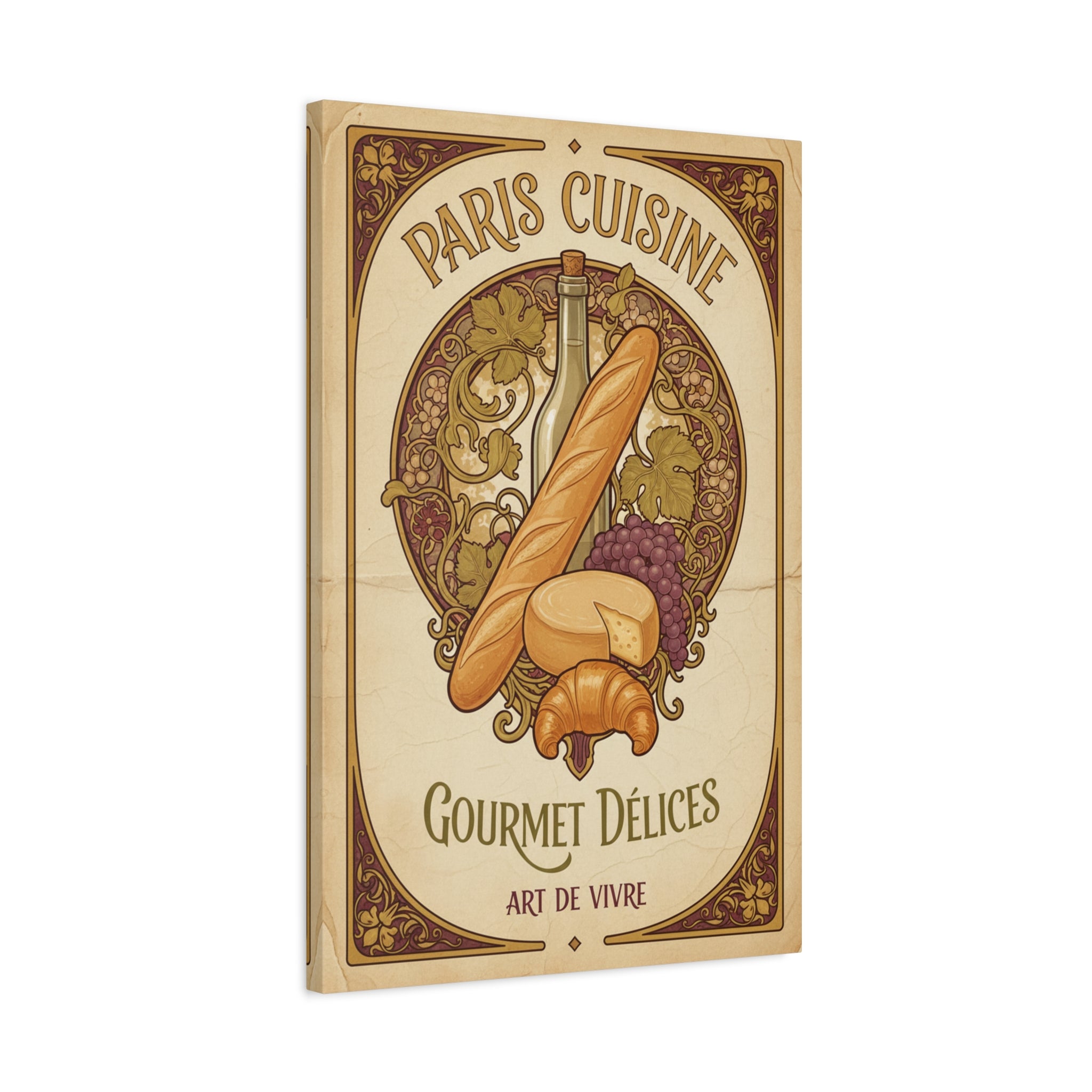 Paris Cuisine Matte Canvas Print - 'Gourmet Délices' Vintage French Kitchen Wall Art