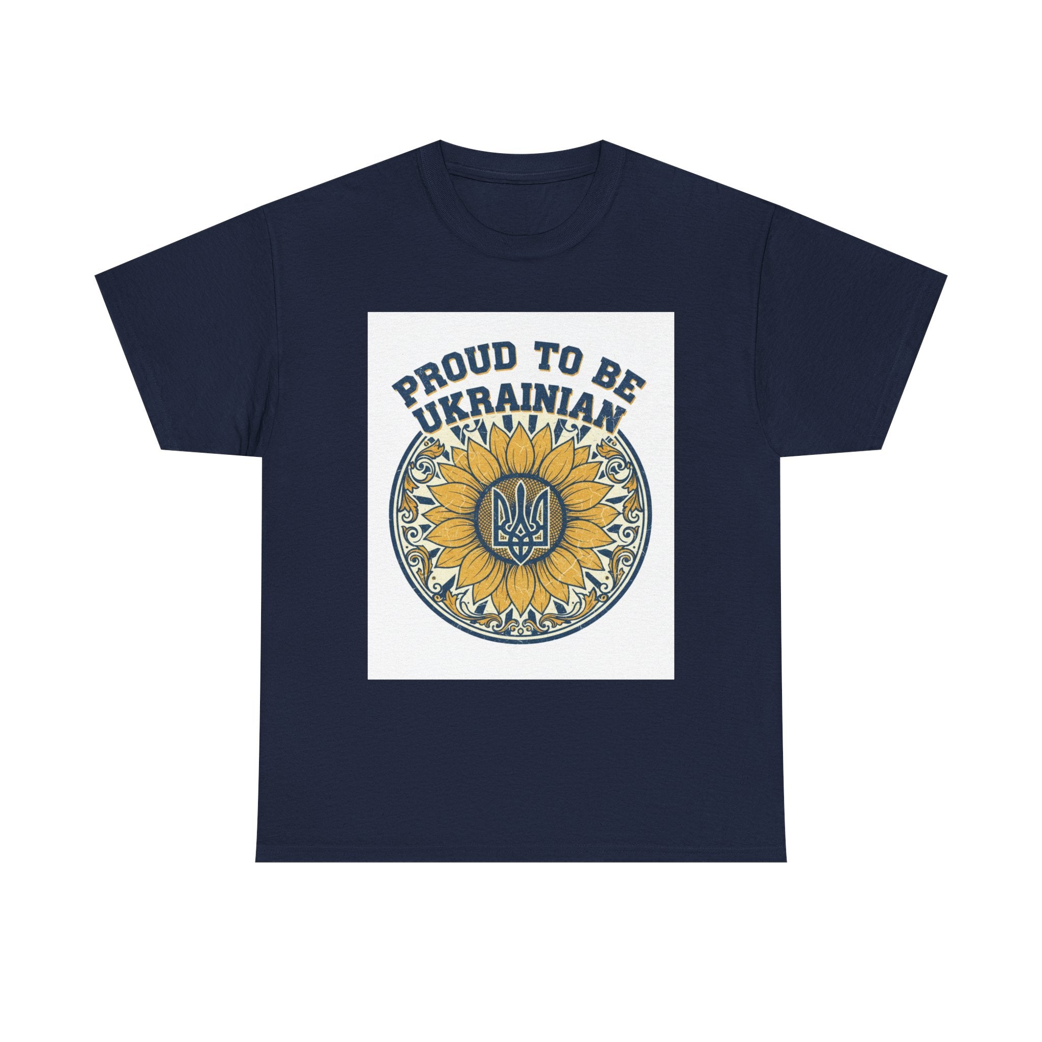 Proud to Be Ukrainian T-Shirt — Sunflower & Trident Pride Tee
