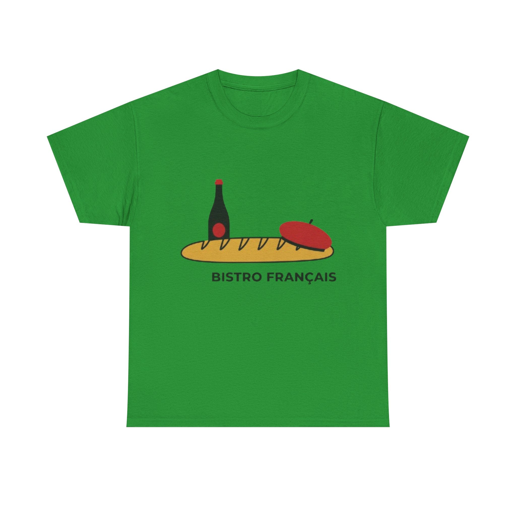 French Bistro Tee — 'Bistro Français' Bread, Wine & Beret Graphic Shirt